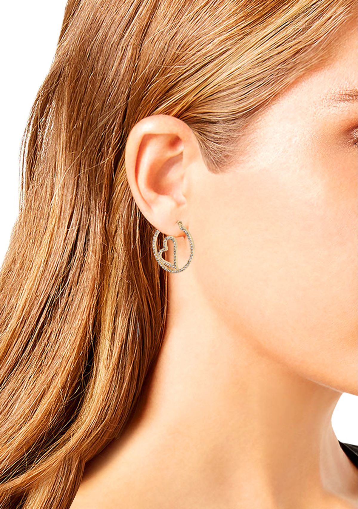 Pavé Heart Hoop Earrings