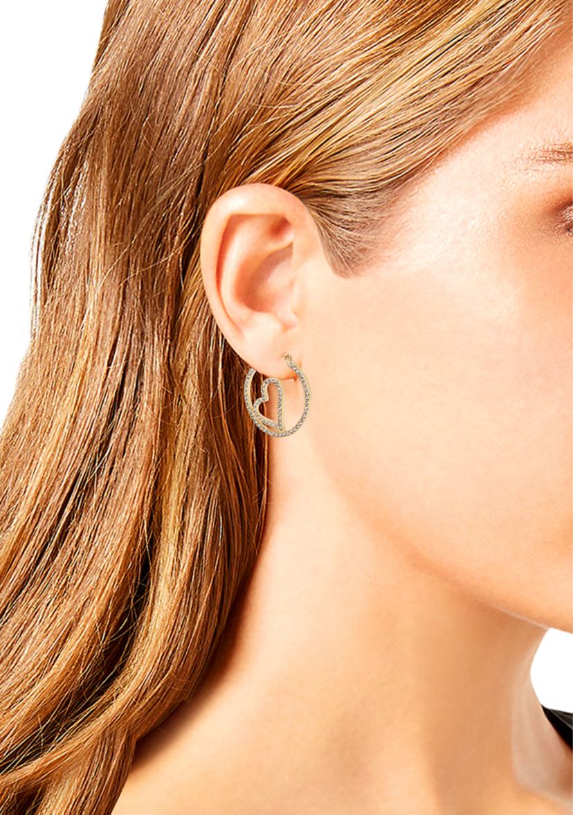 Pavé Heart Hoop Earrings