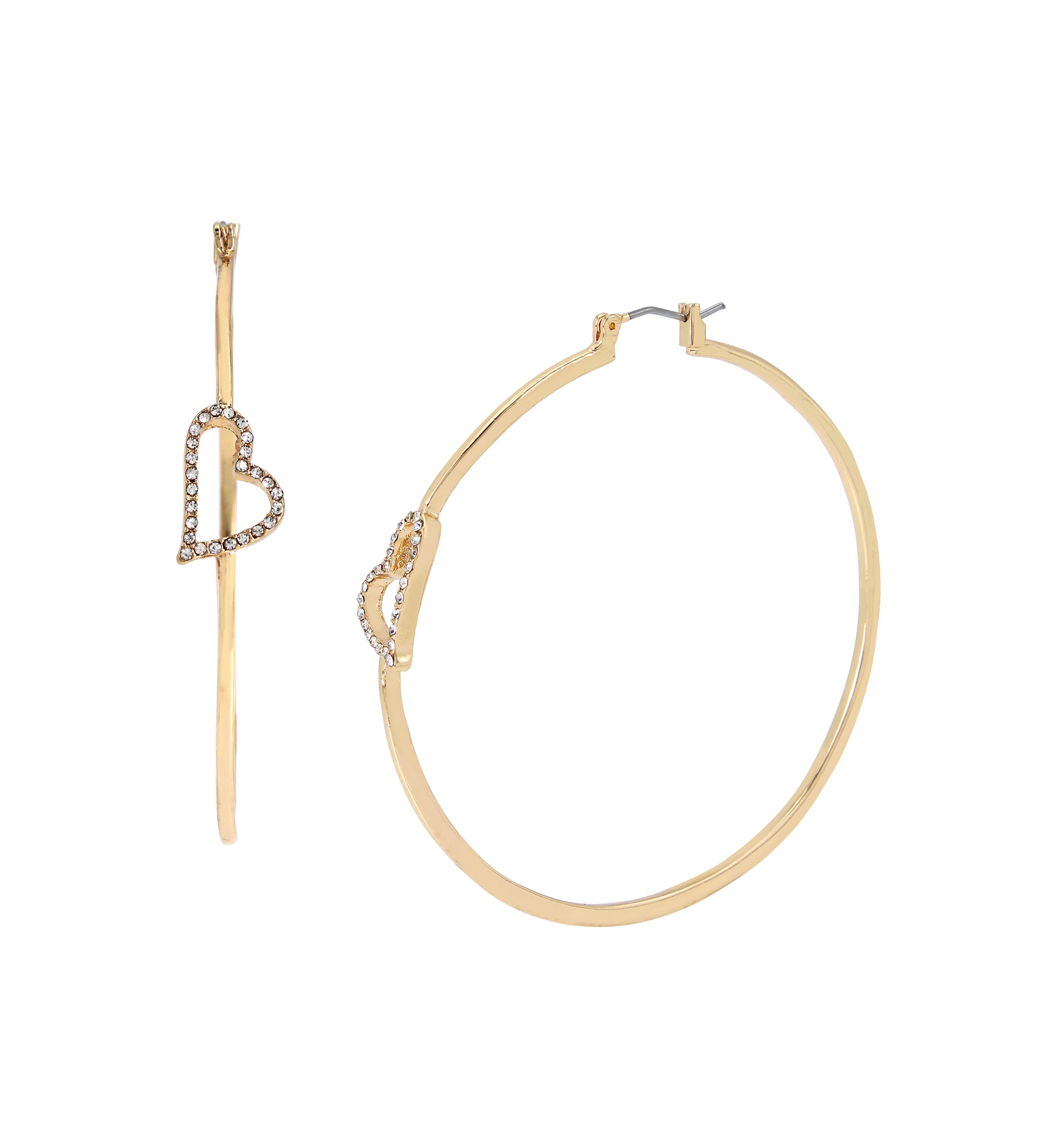 Pavé Heart Large Hoop Earrings