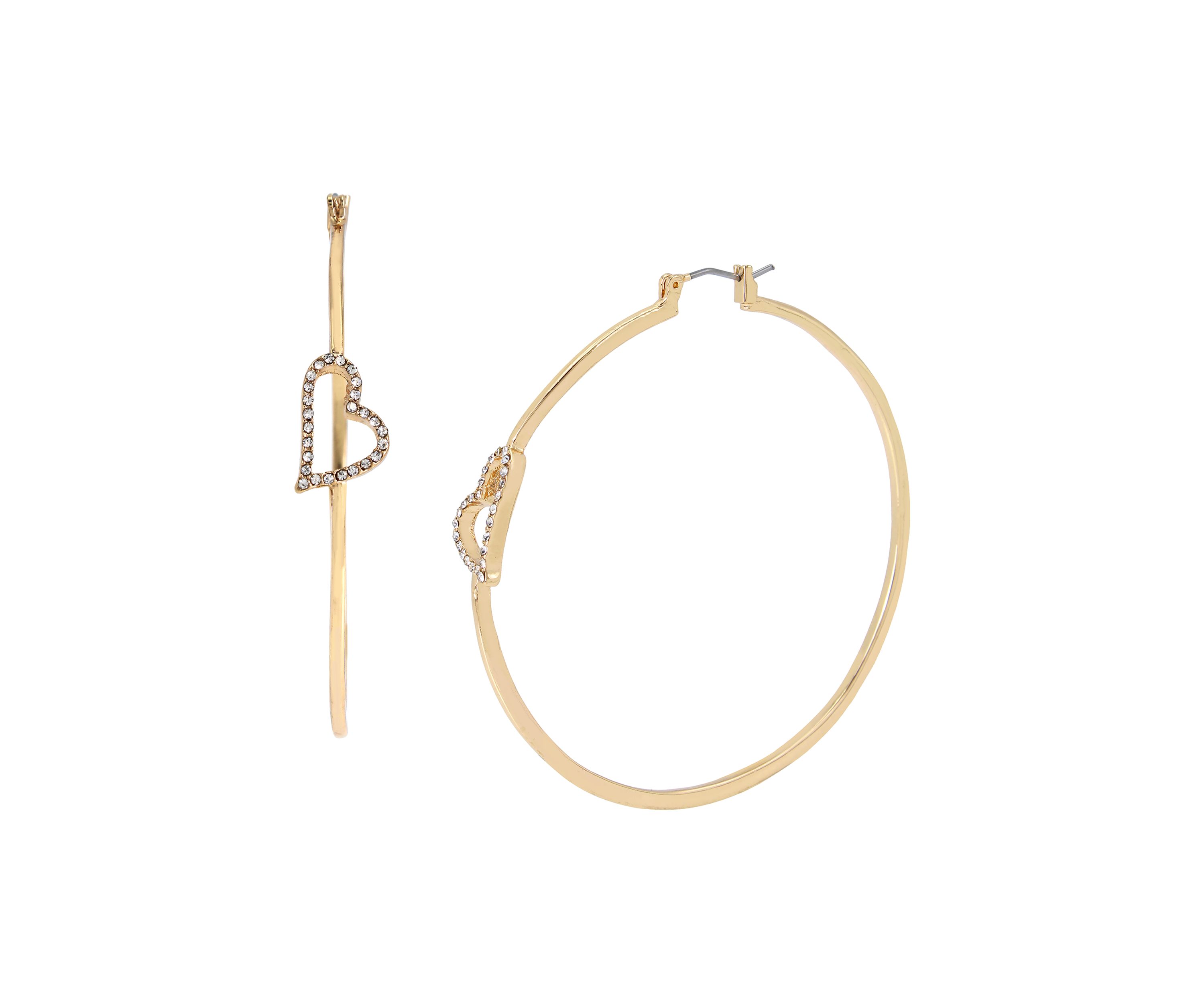 Pavé Heart Large Hoop Earrings
