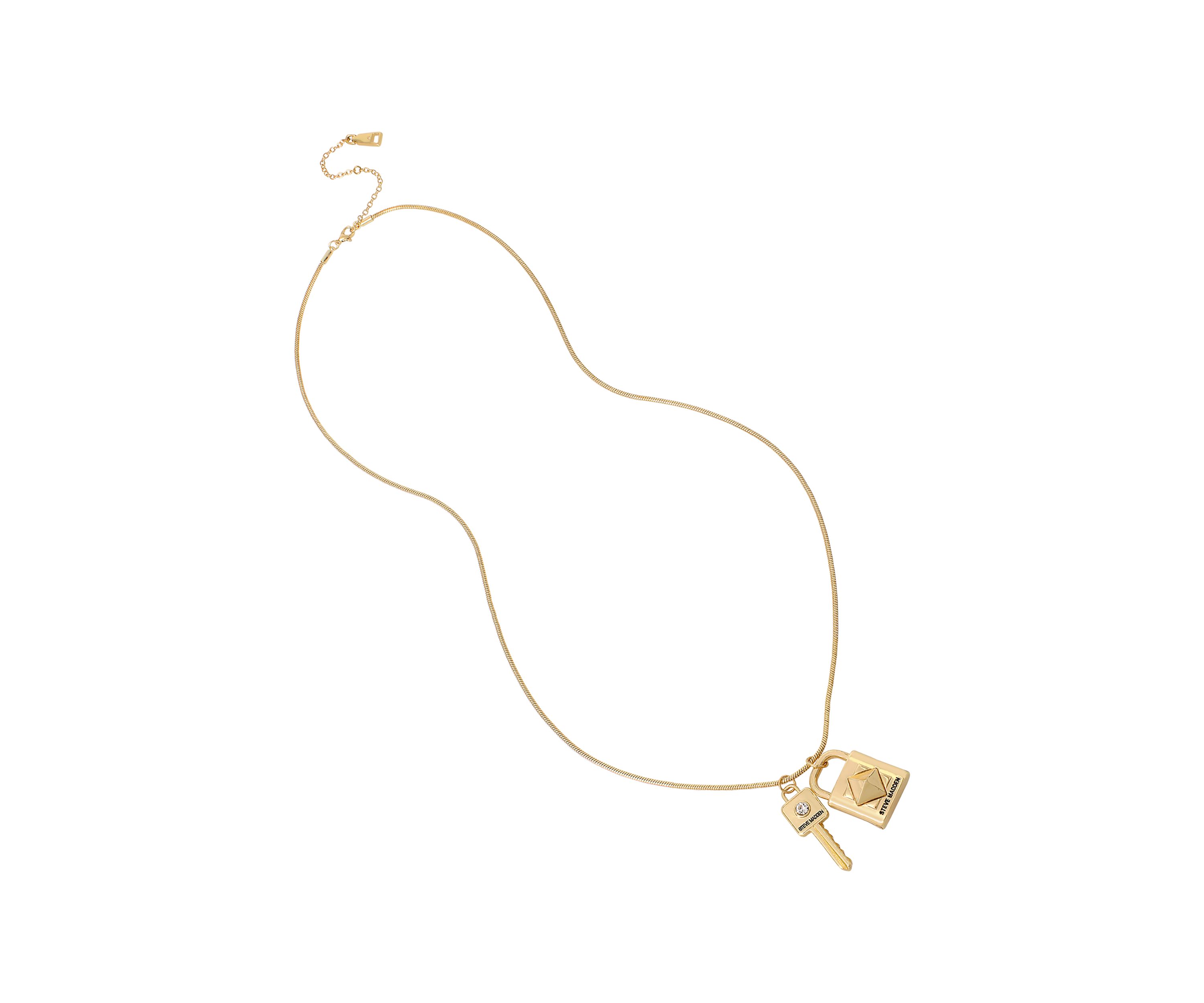 Padlock and Key Pendant Long Necklace