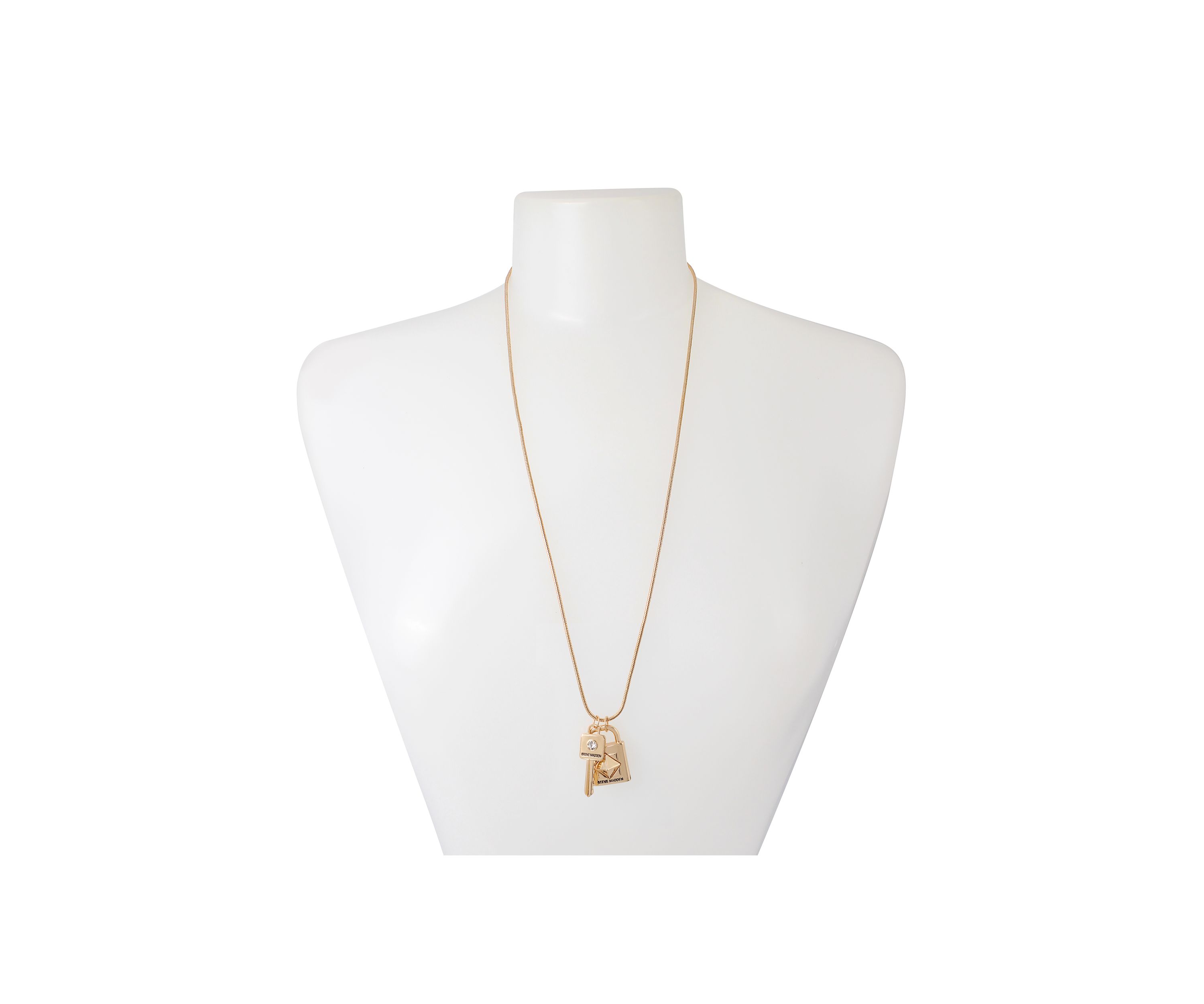 Padlock and Key Pendant Long Necklace