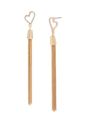 Steve Madden Heart Tassel Earrings