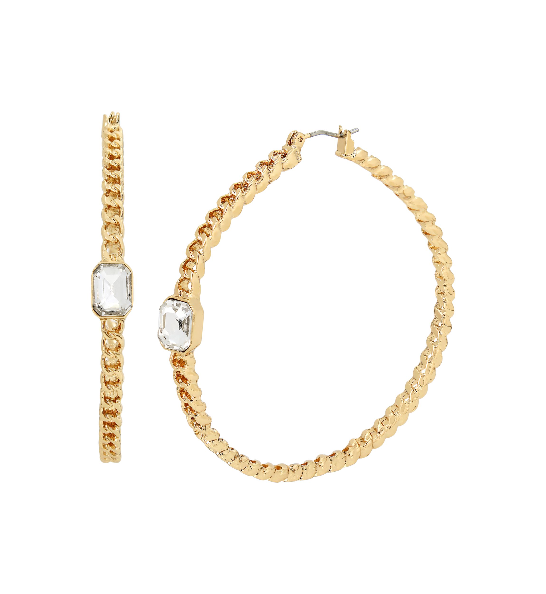 Stone Chain Hoop Earrings