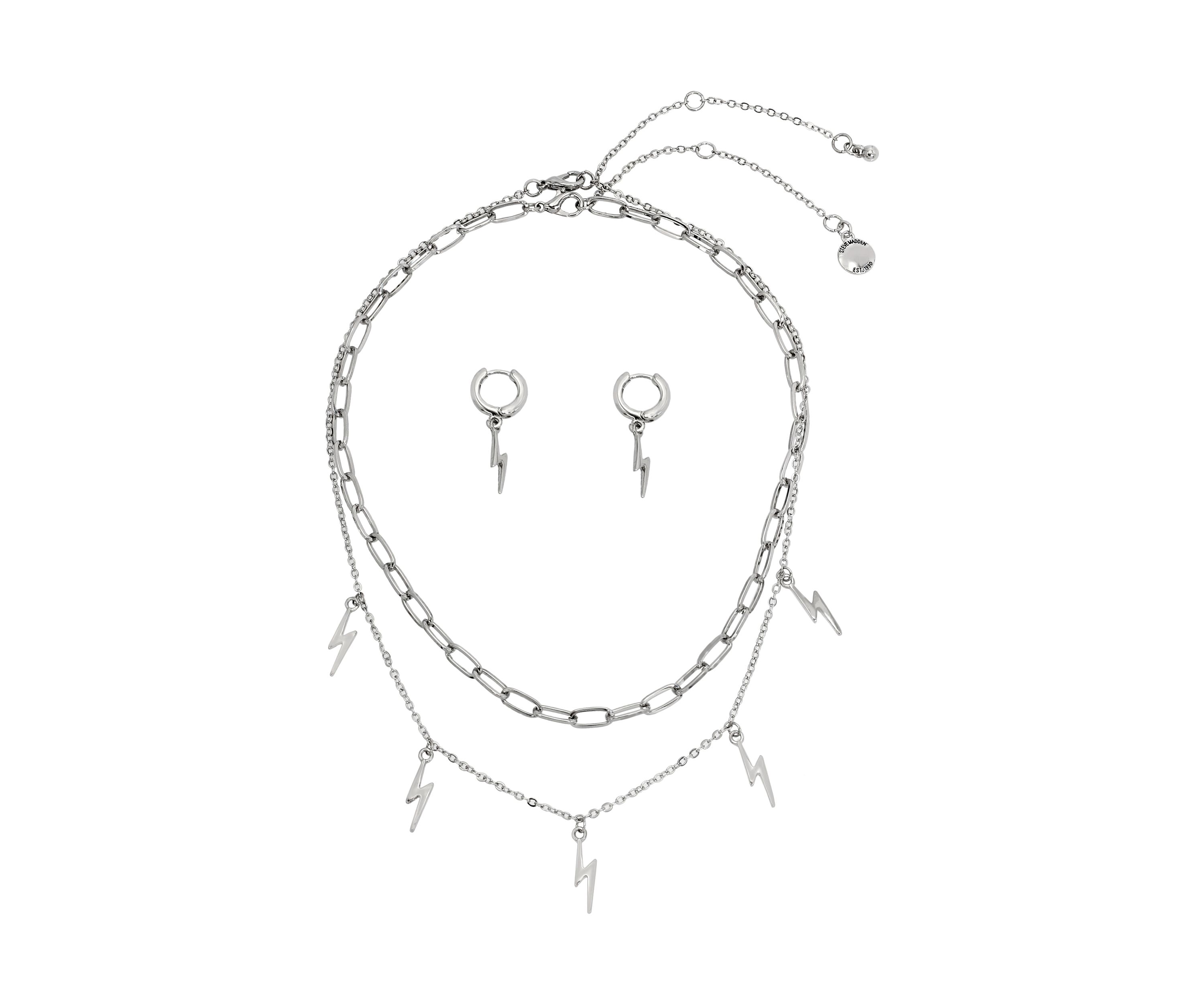 Lightning Bolt Necklace and Earrings Set
