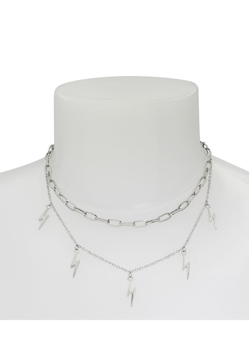 Lightning Bolt Necklace and Earrings Set
