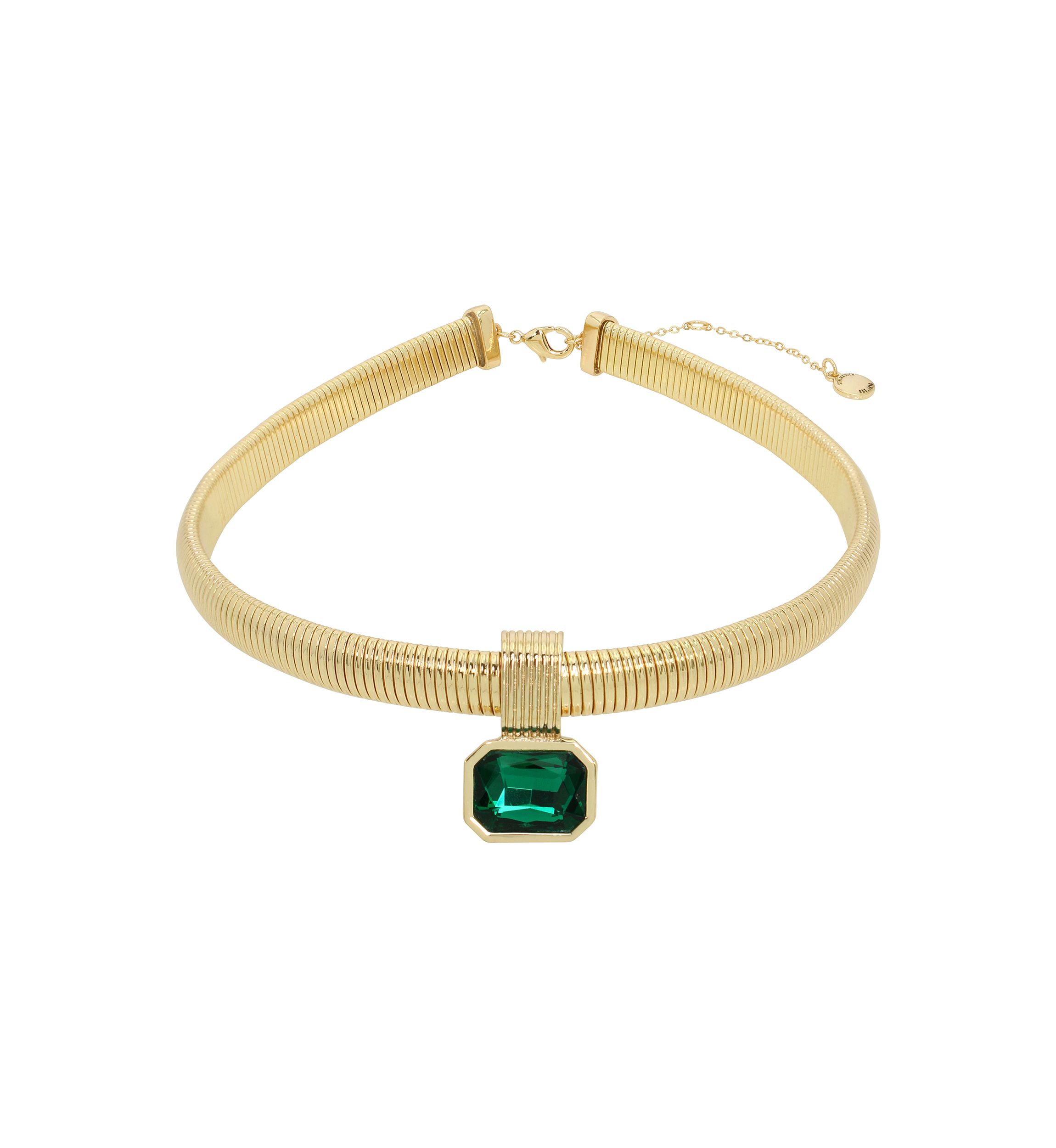 Stone Gem Pendant Omega Necklace