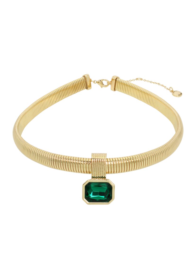 Stone Gem Pendant Omega Necklace