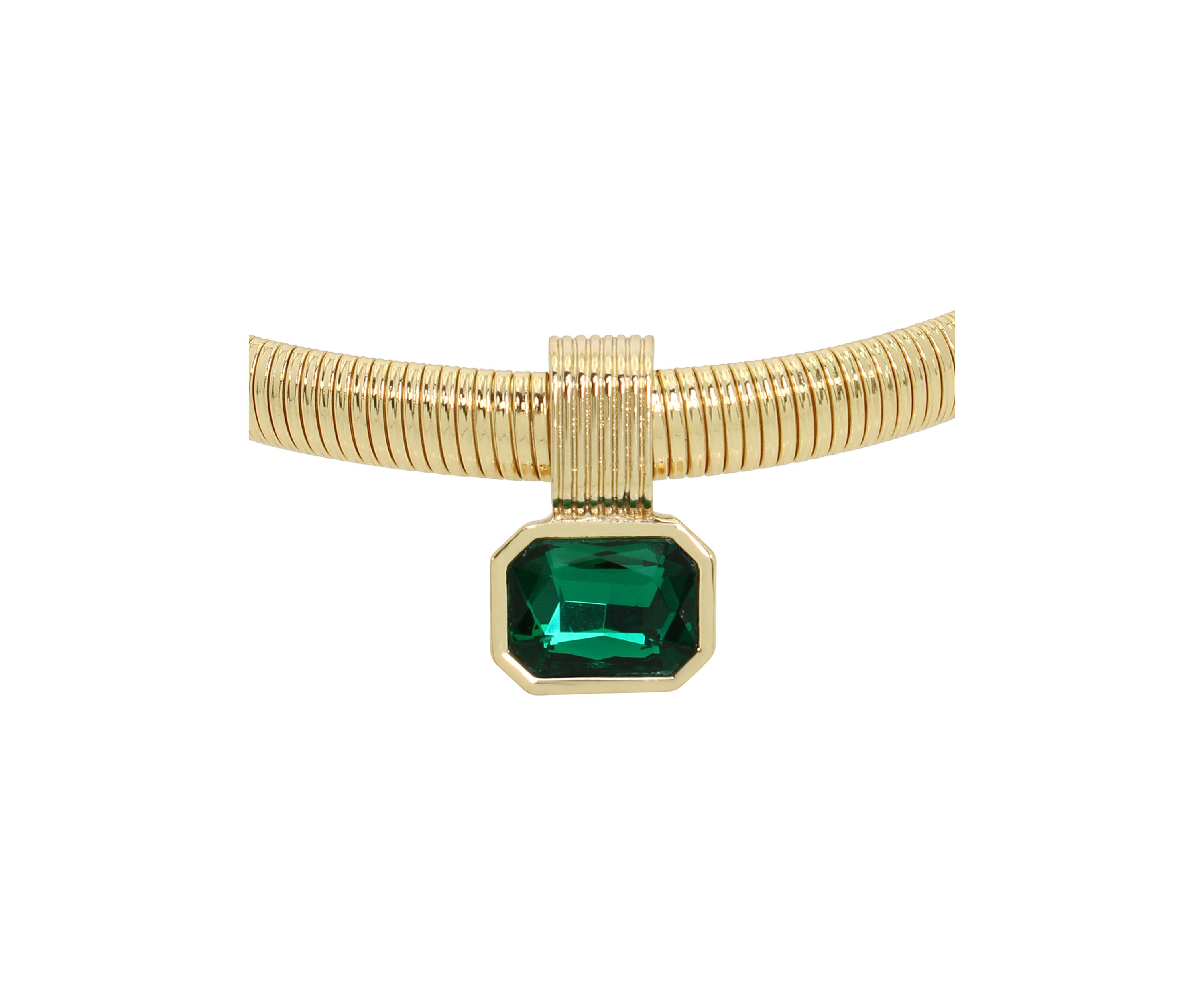 Stone Gem Pendant Omega Necklace