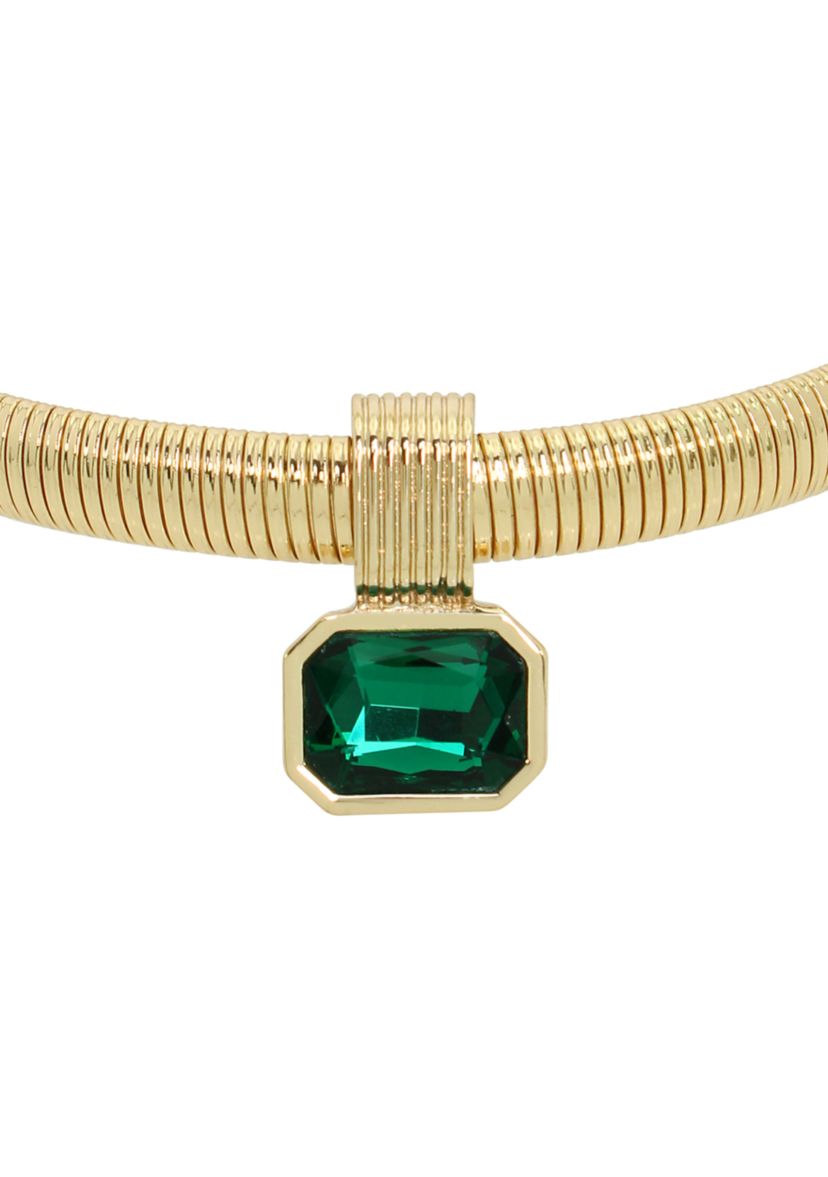Stone Gem Pendant Omega Necklace