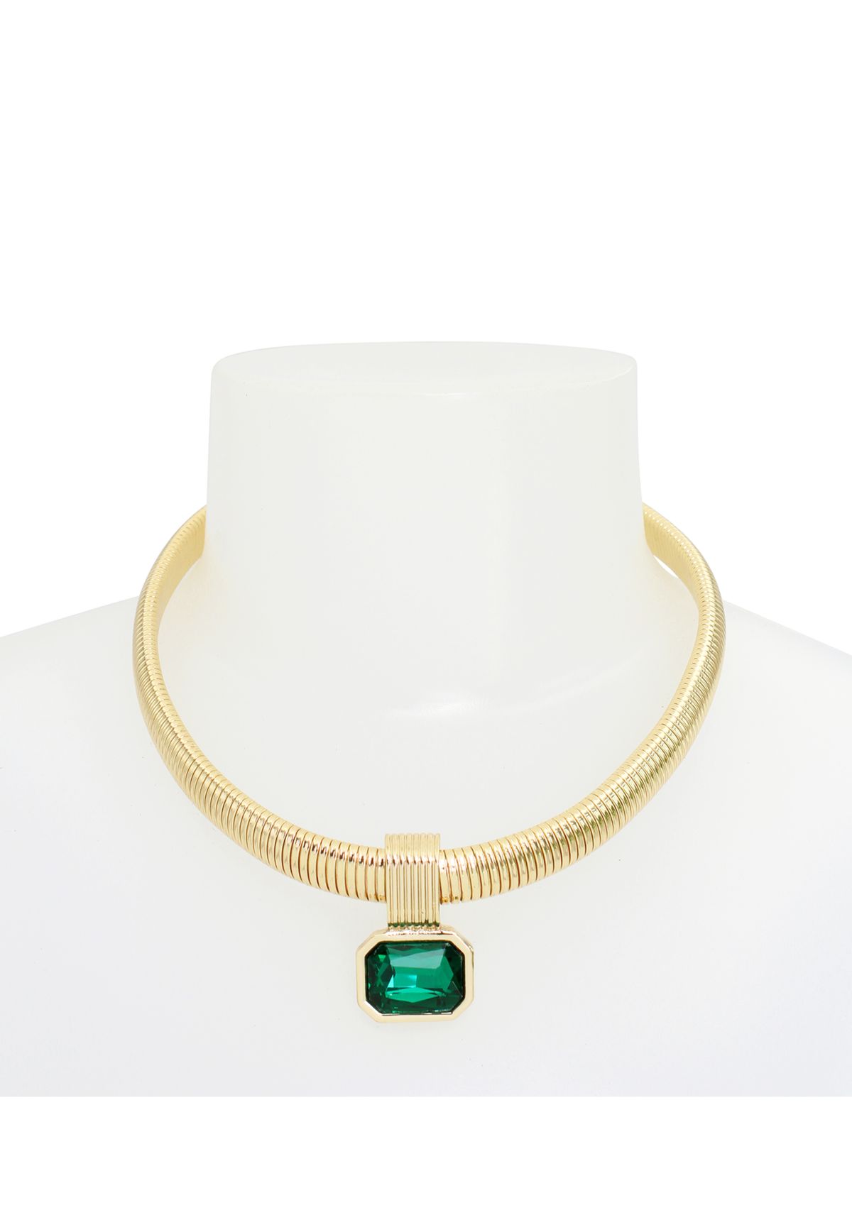 Stone Gem Pendant Omega Necklace