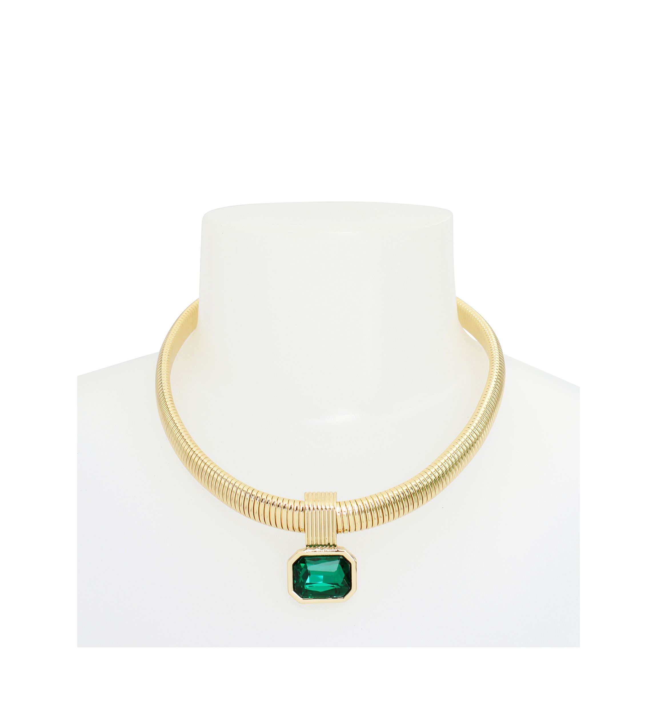Stone Gem Pendant Omega Necklace