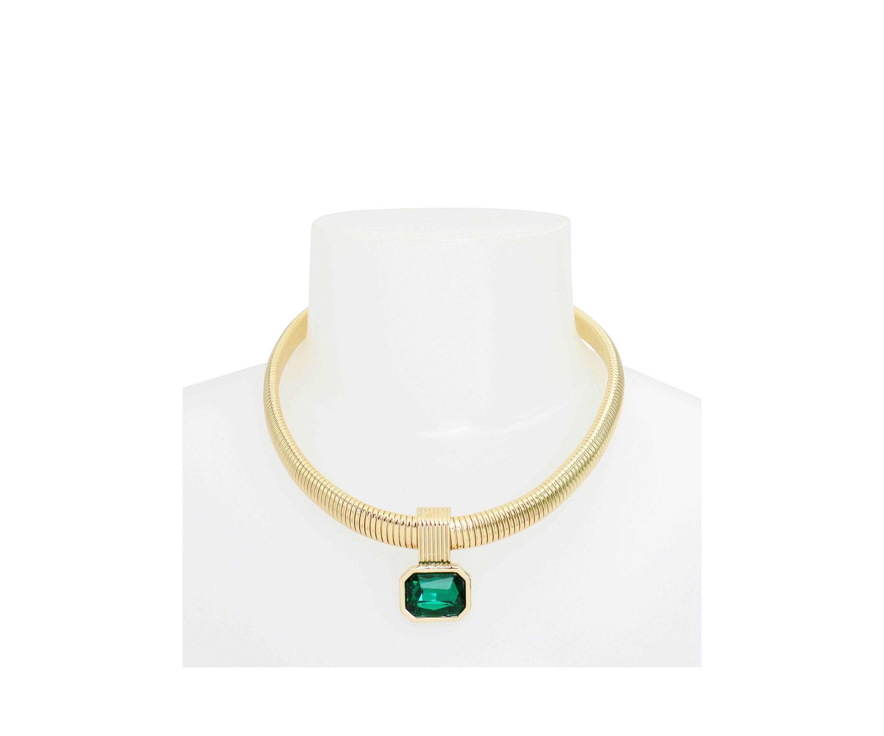 Stone Gem Pendant Omega Necklace