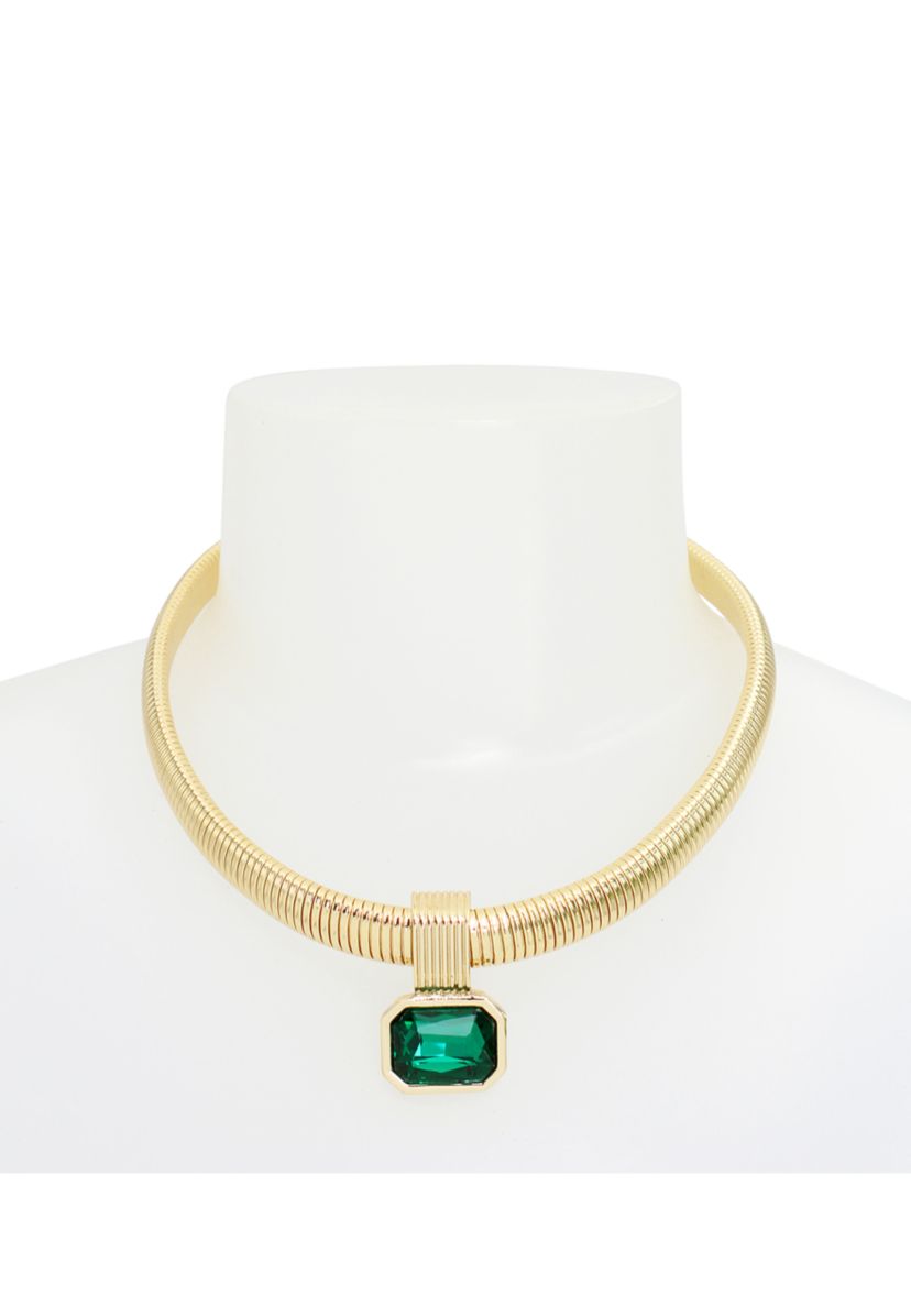 Stone Gem Pendant Omega Necklace