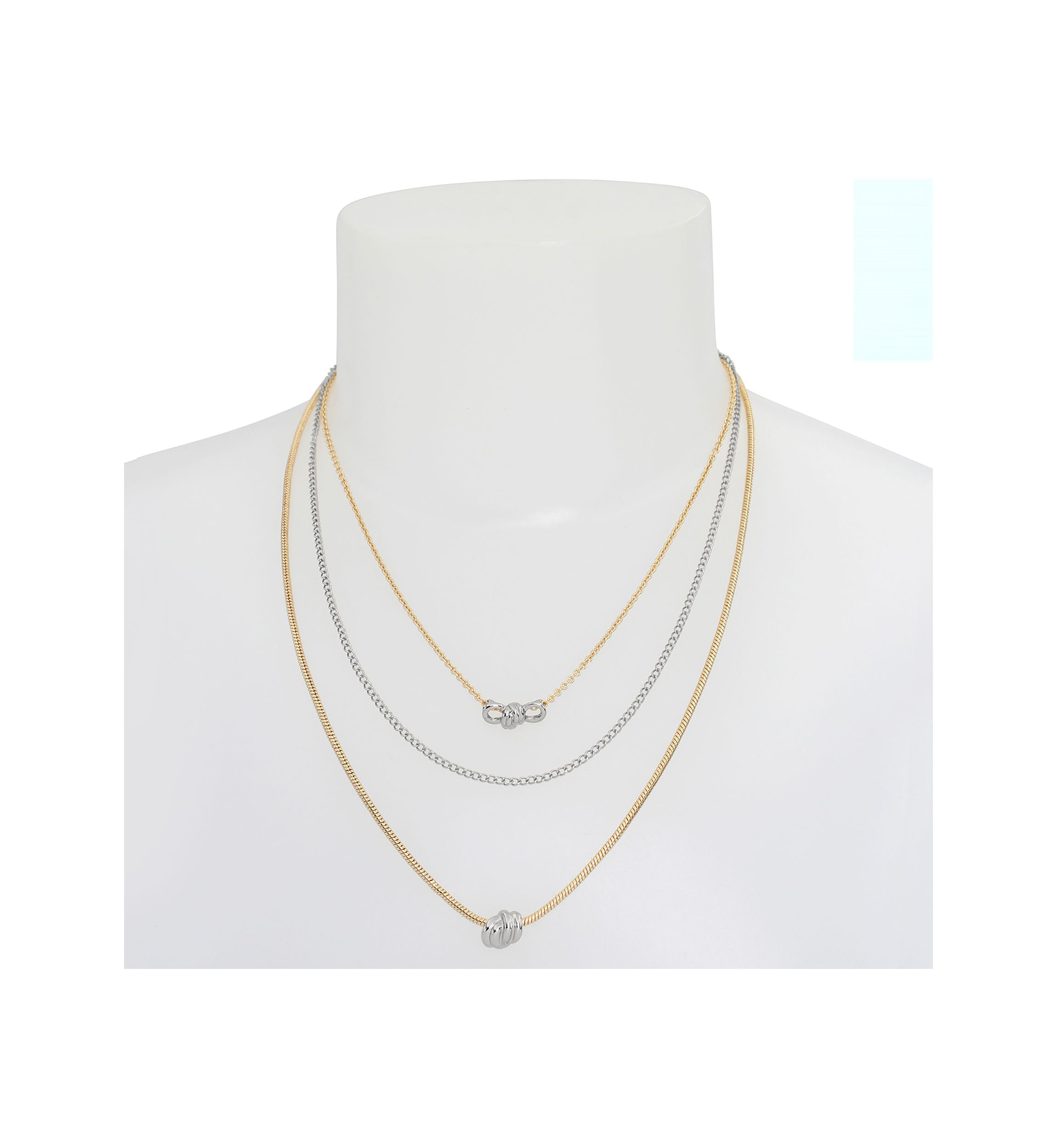 Two Tone Knot Layered Necklace