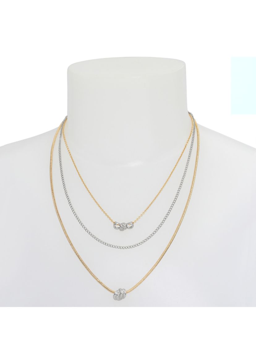 Two Tone Knot Layered Necklace