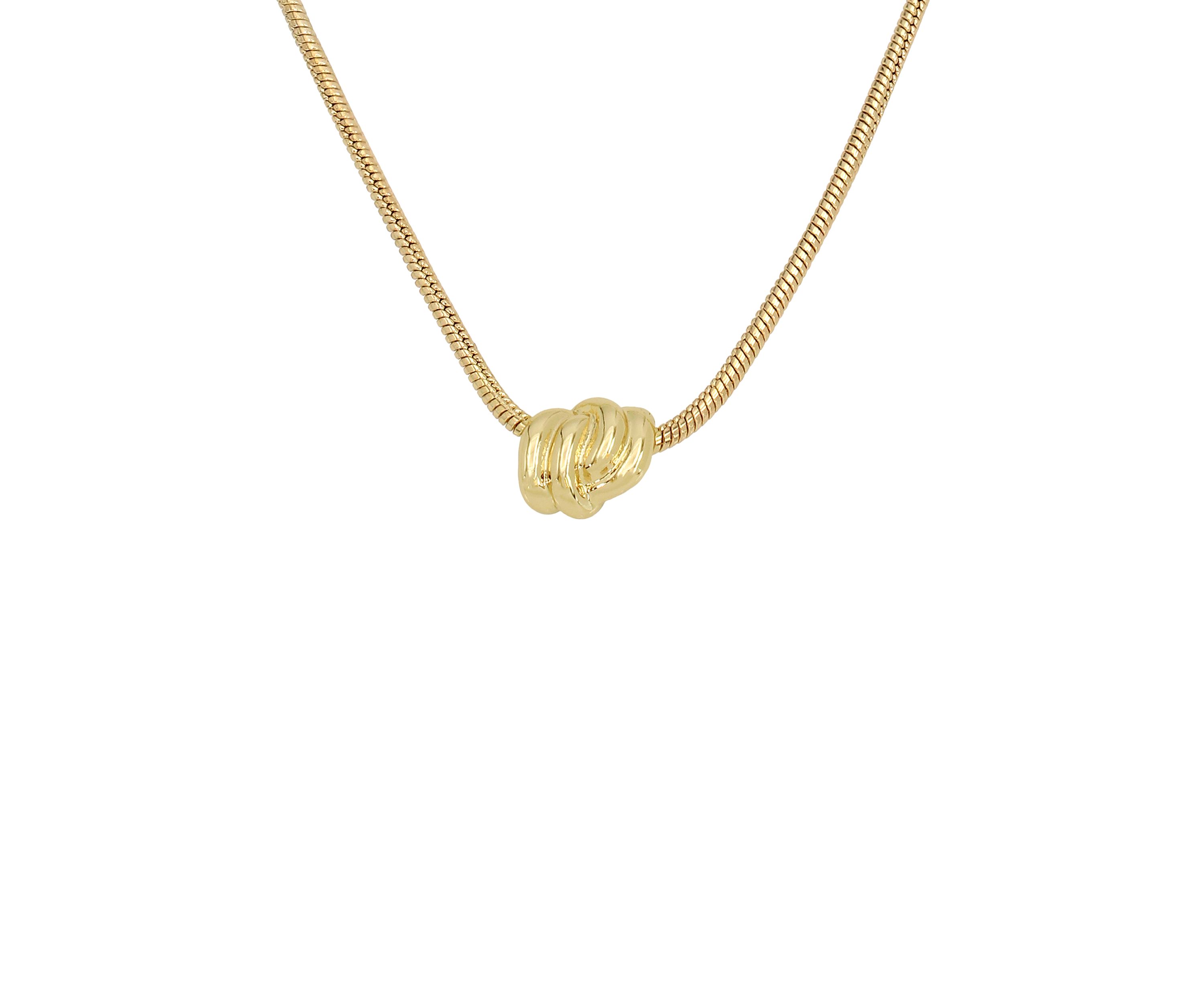 Gold Tone Knot Pendant Necklace