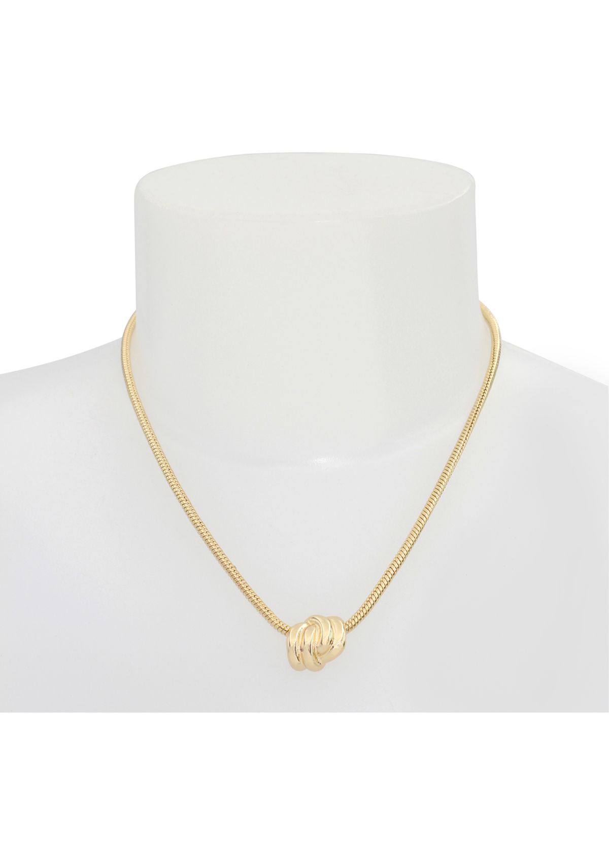 Gold Tone Knot Pendant Necklace