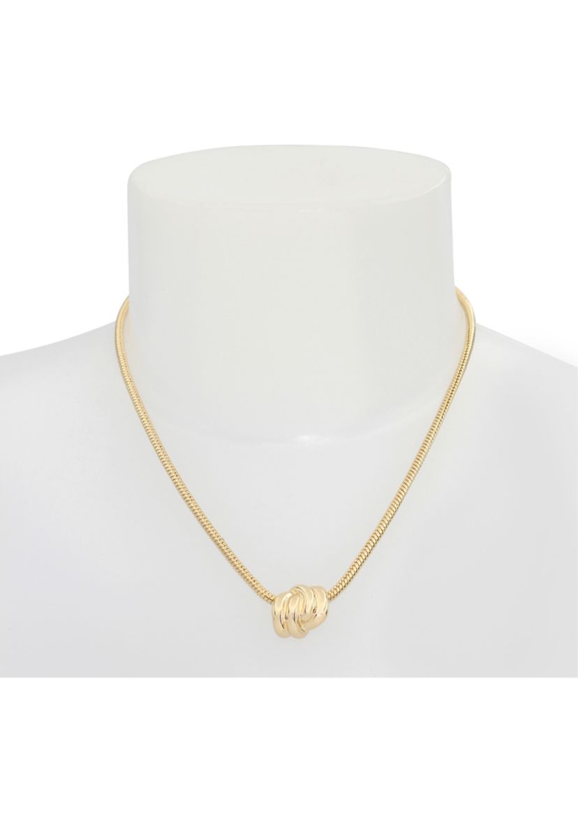 Gold Tone Knot Pendant Necklace