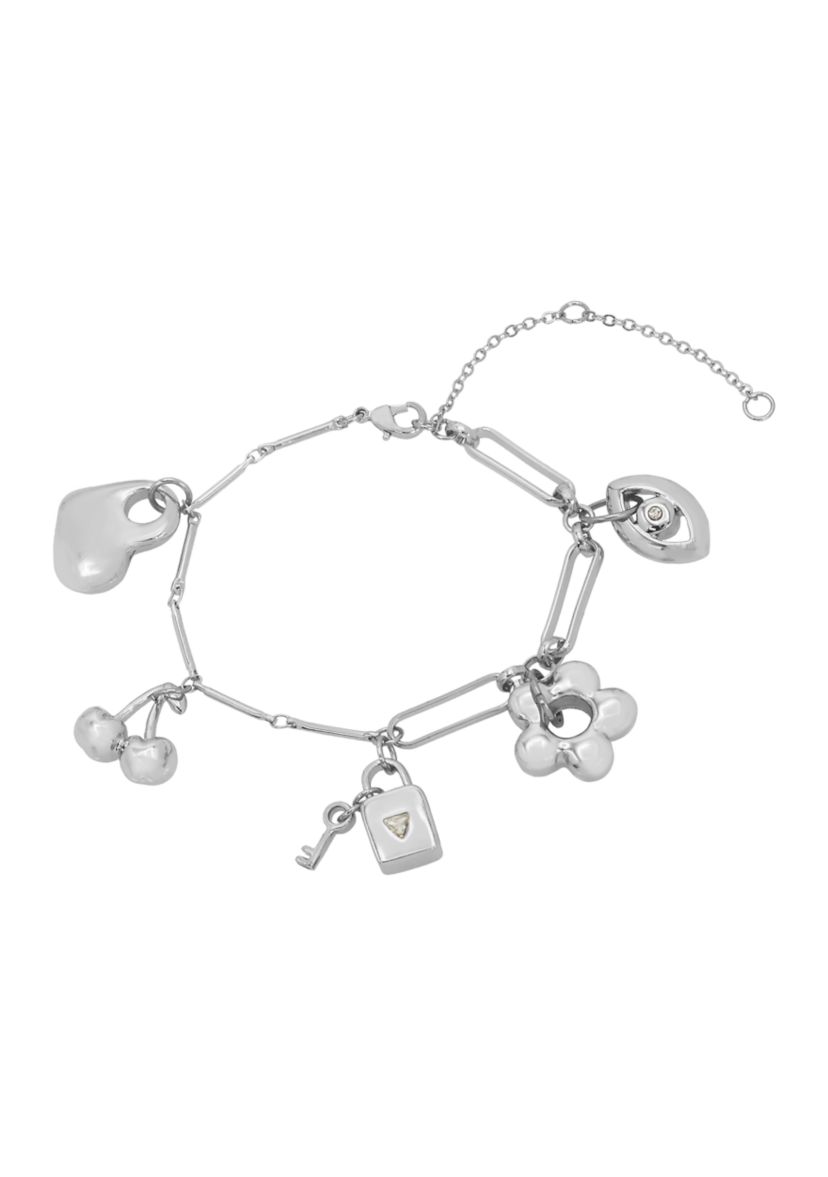 Puffy Heart & Cherry Mixed Charm Bracelet