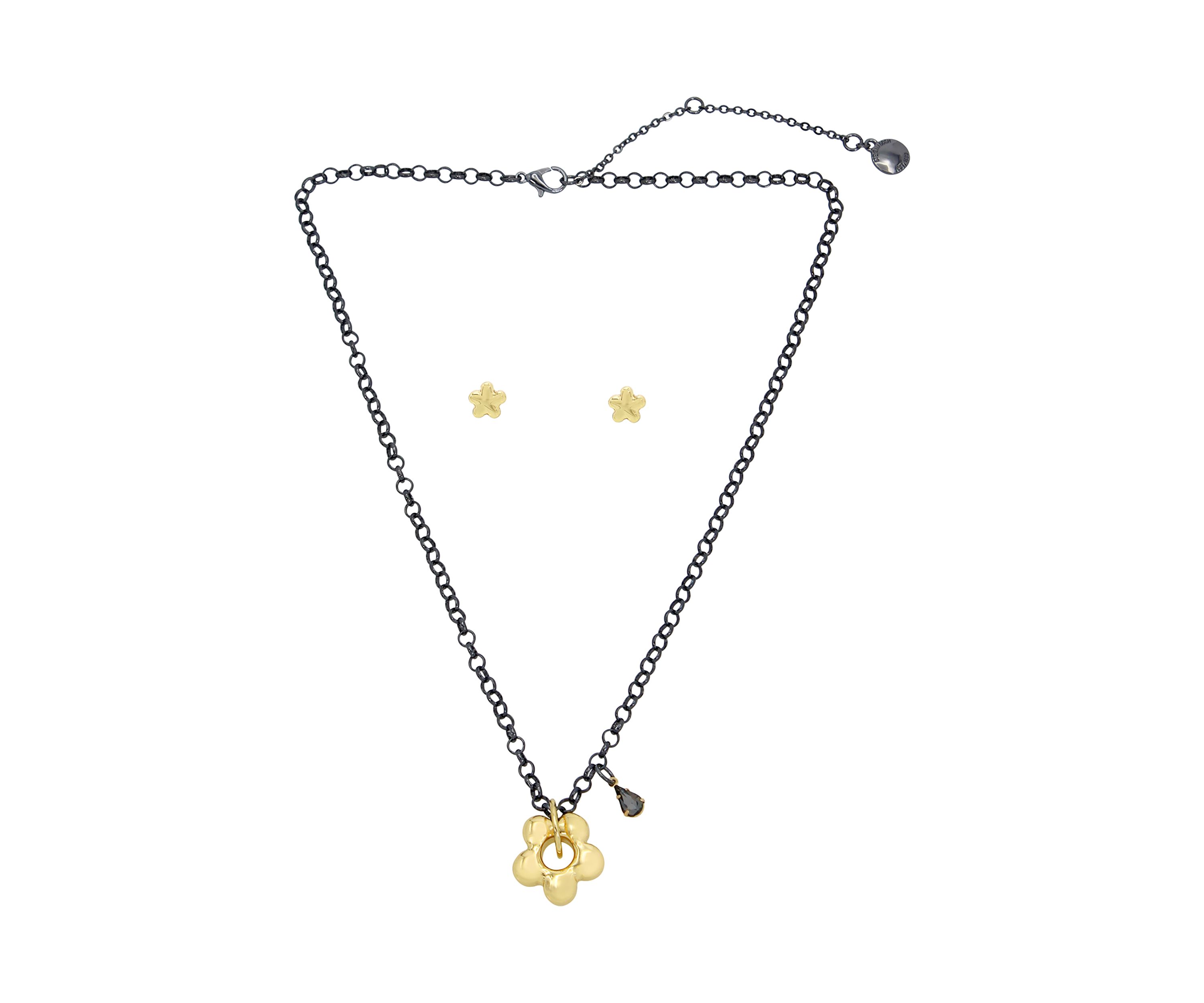 Puffy Flower Charm Jewelry Set