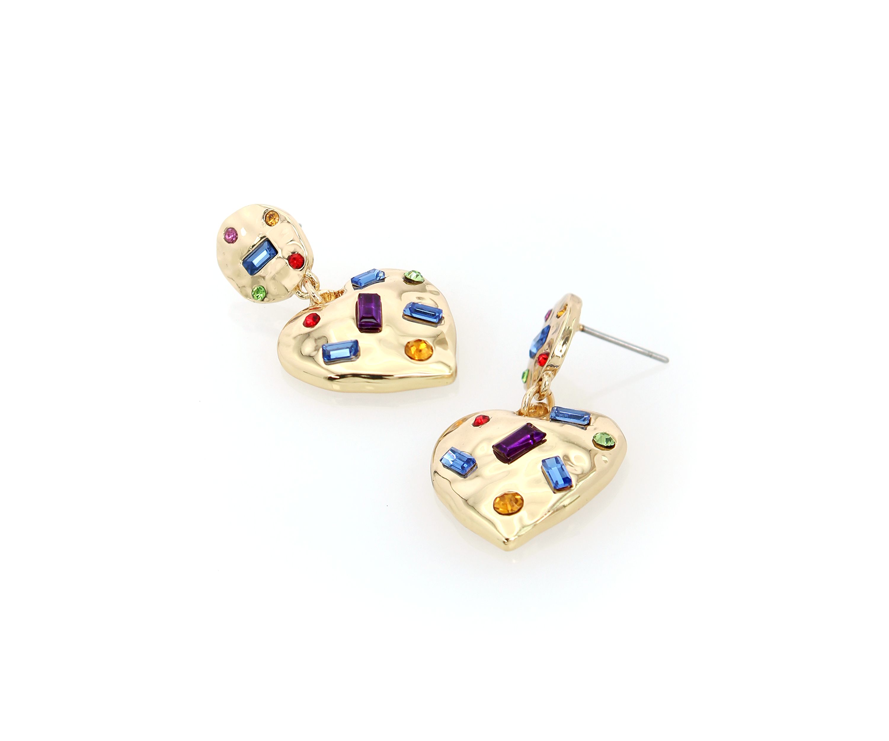 Stone Gem Heart Drop Earrings