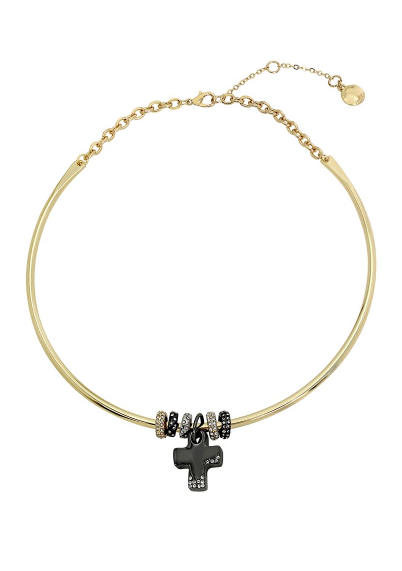 Puffy Cross Charm Necklace
