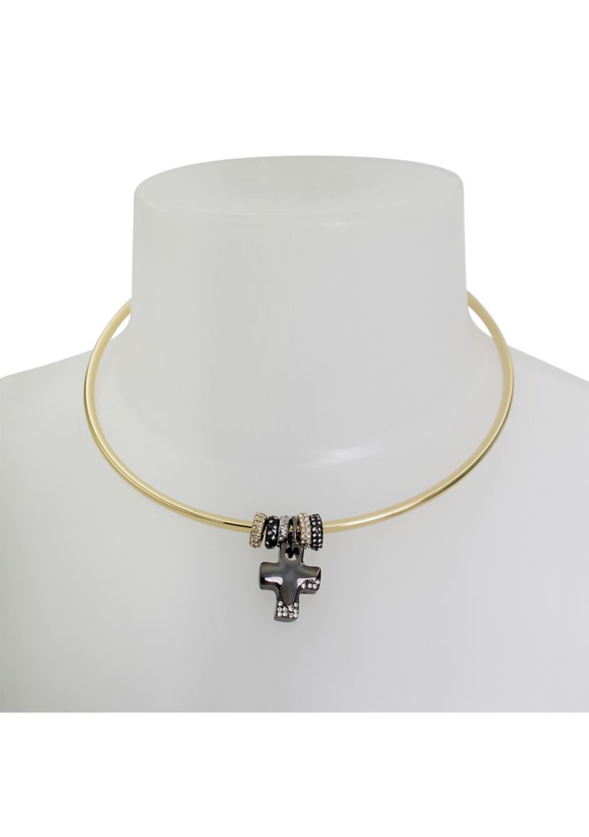 Puffy Cross Charm Necklace