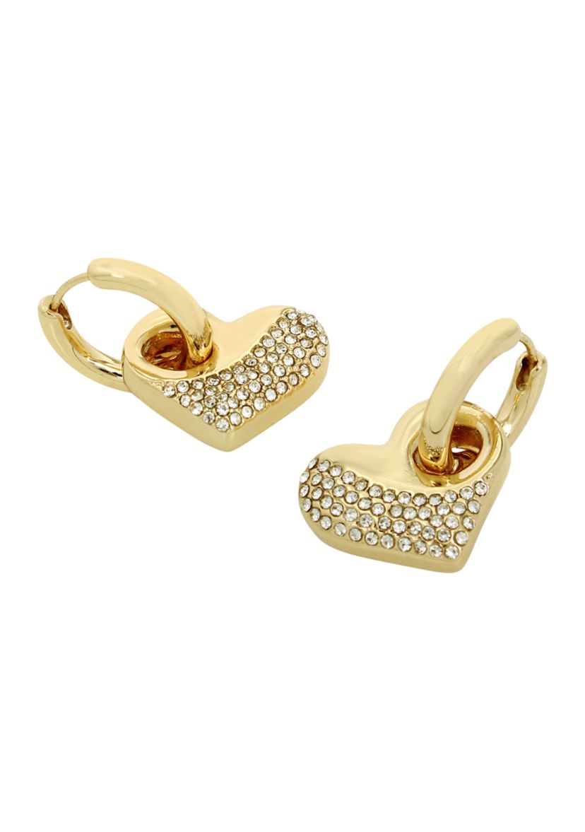 Puffy Heart Charm Small Hoop Earrings