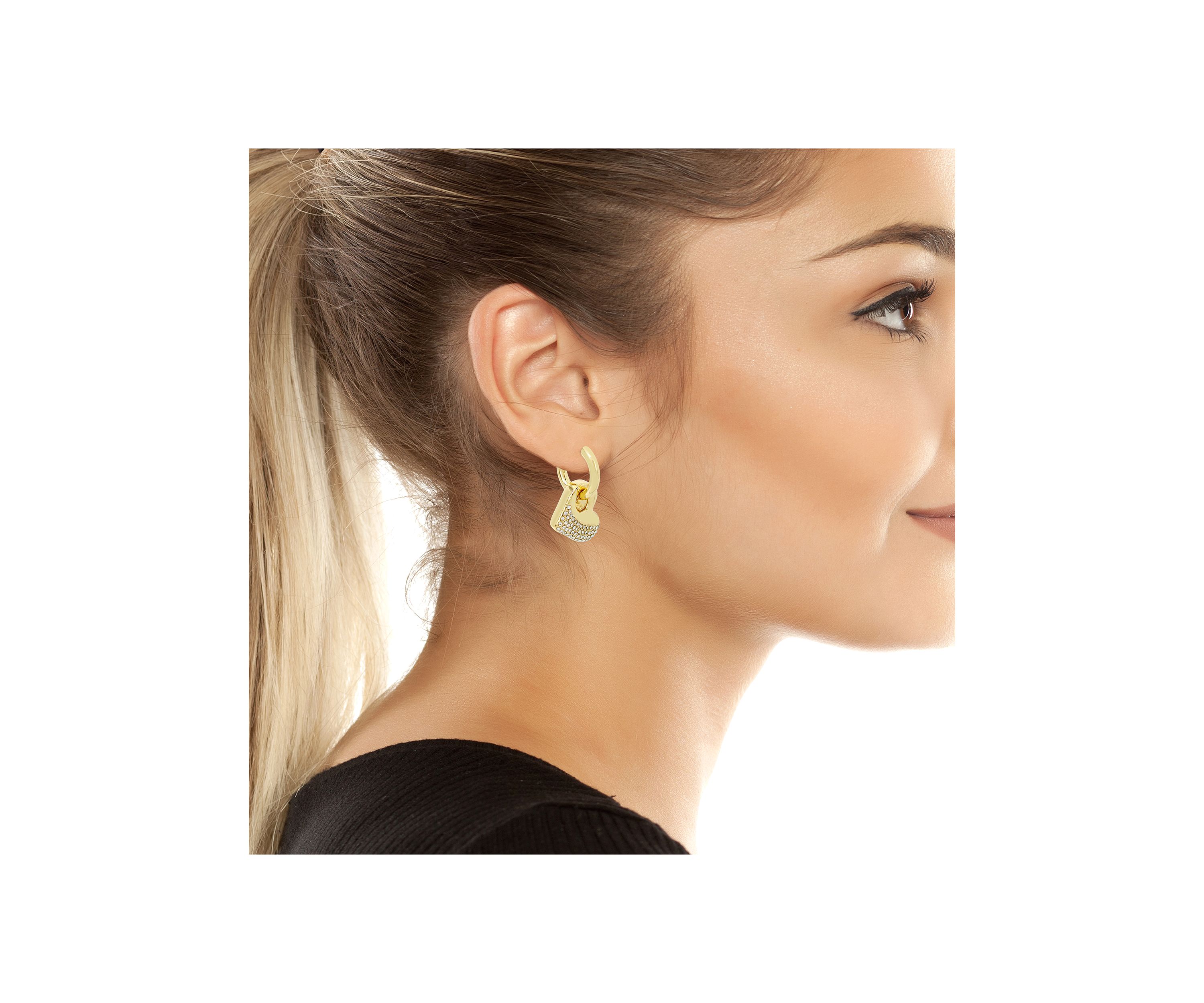 Puffy Heart Charm Small Hoop Earrings