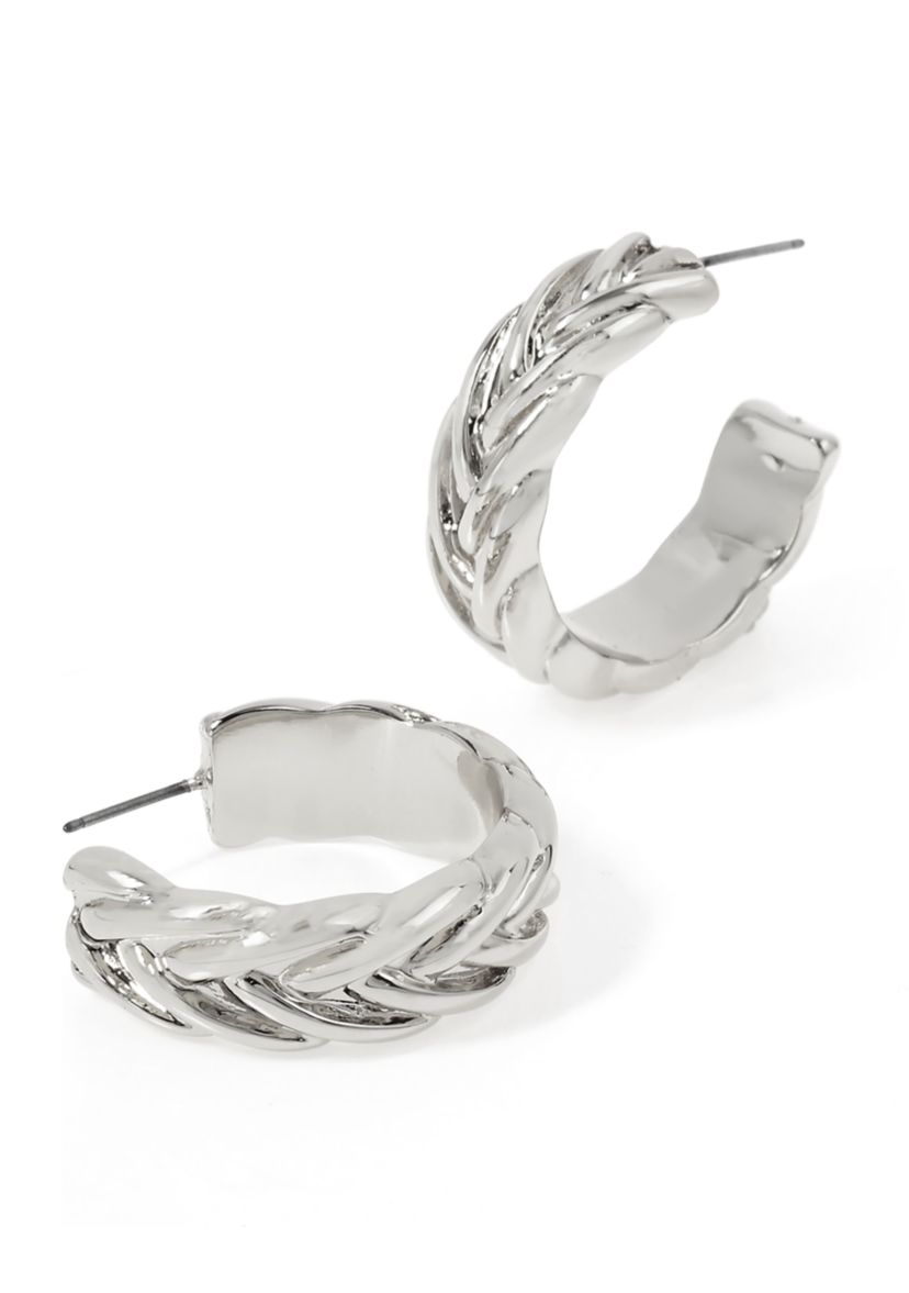 Woven Medium Hoop Earrings