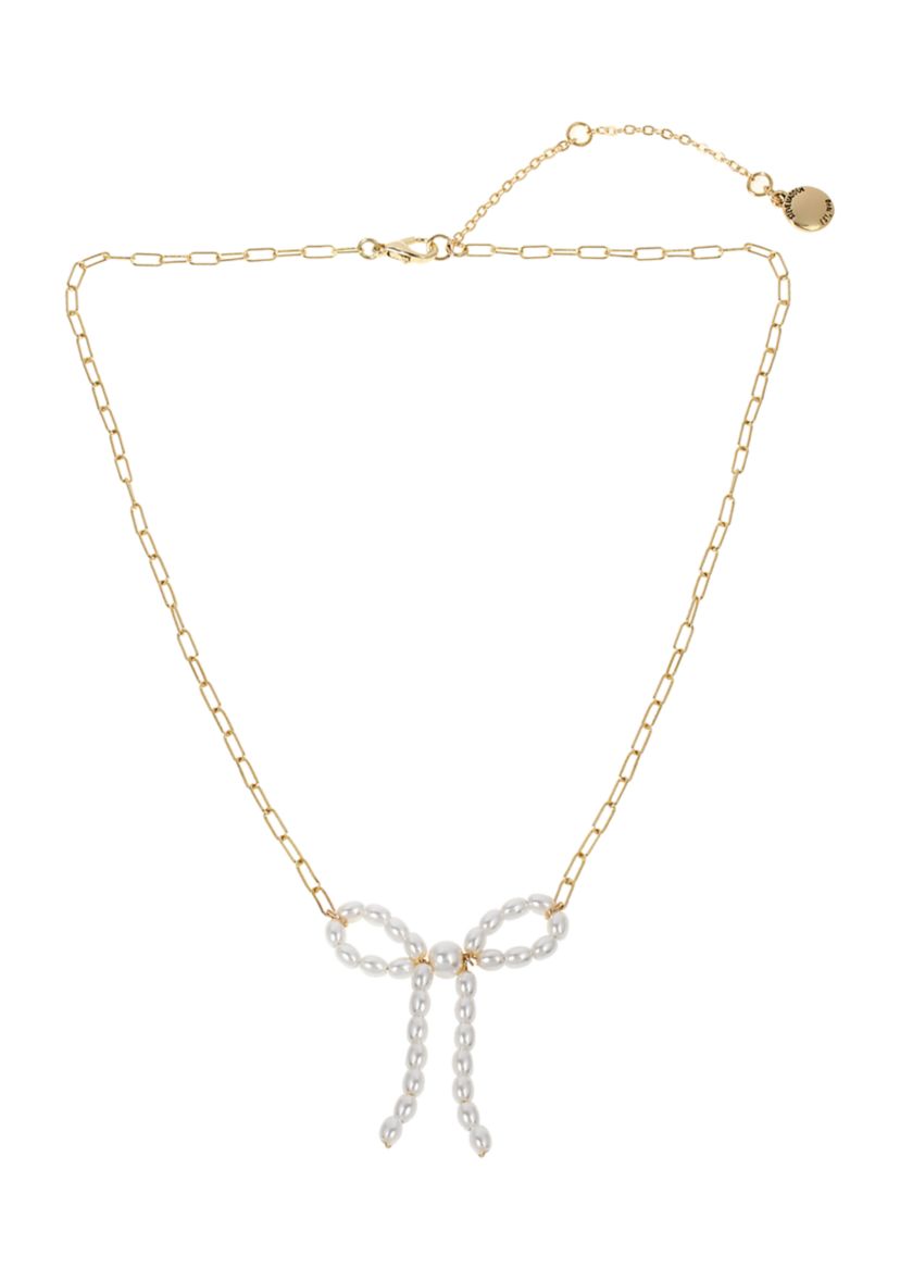Punk Romance Pearl Bow Pendant Necklace