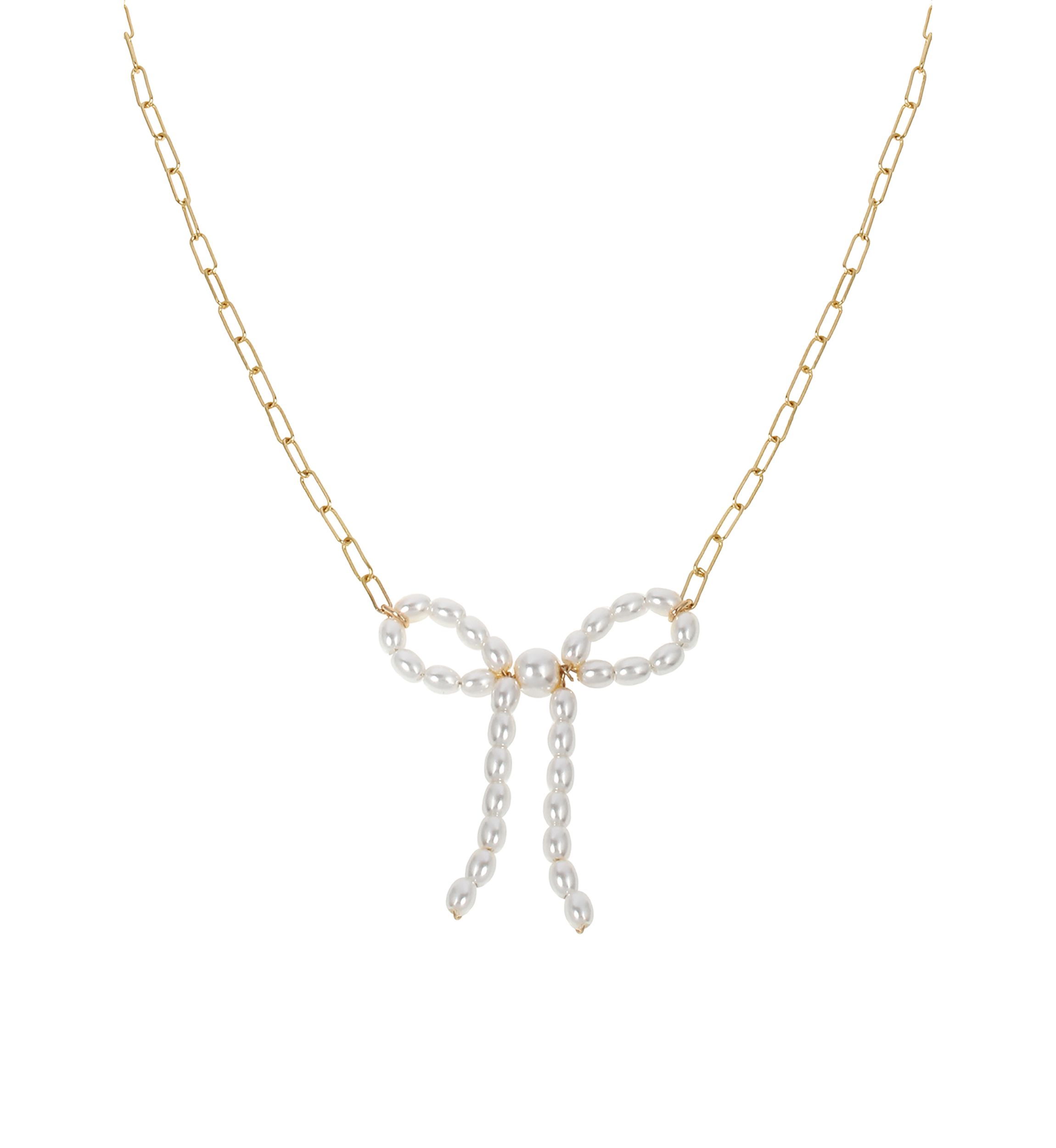 Punk Romance Pearl Bow Pendant Necklace