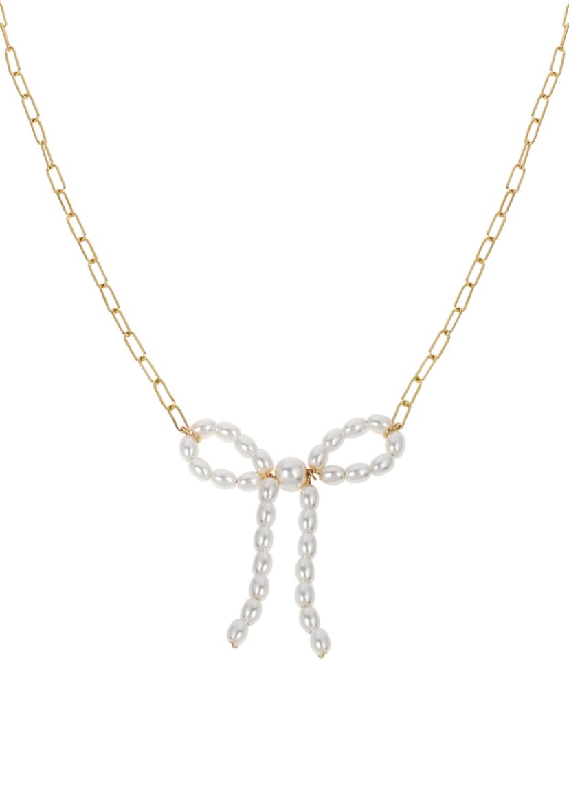 Punk Romance Pearl Bow Pendant Necklace