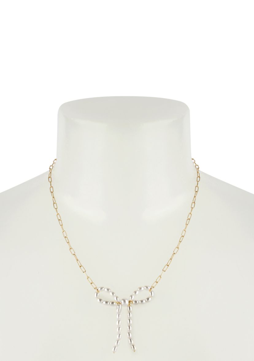 Punk Romance Pearl Bow Pendant Necklace