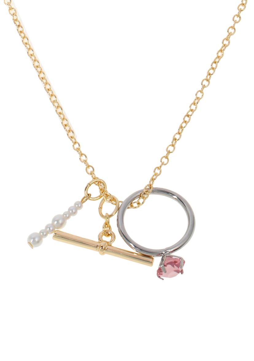 Punk Romance Pearl Ring Charm Necklace