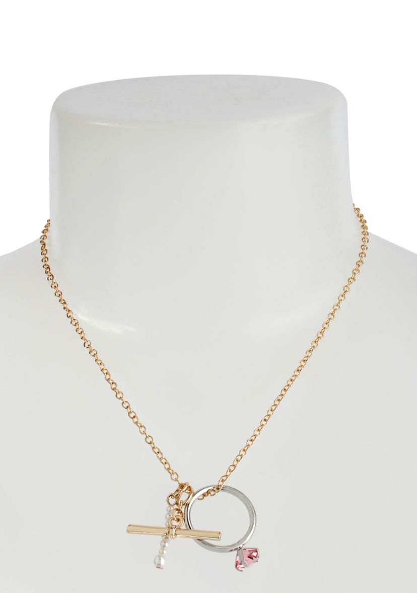 Punk Romance Pearl Ring Charm Necklace