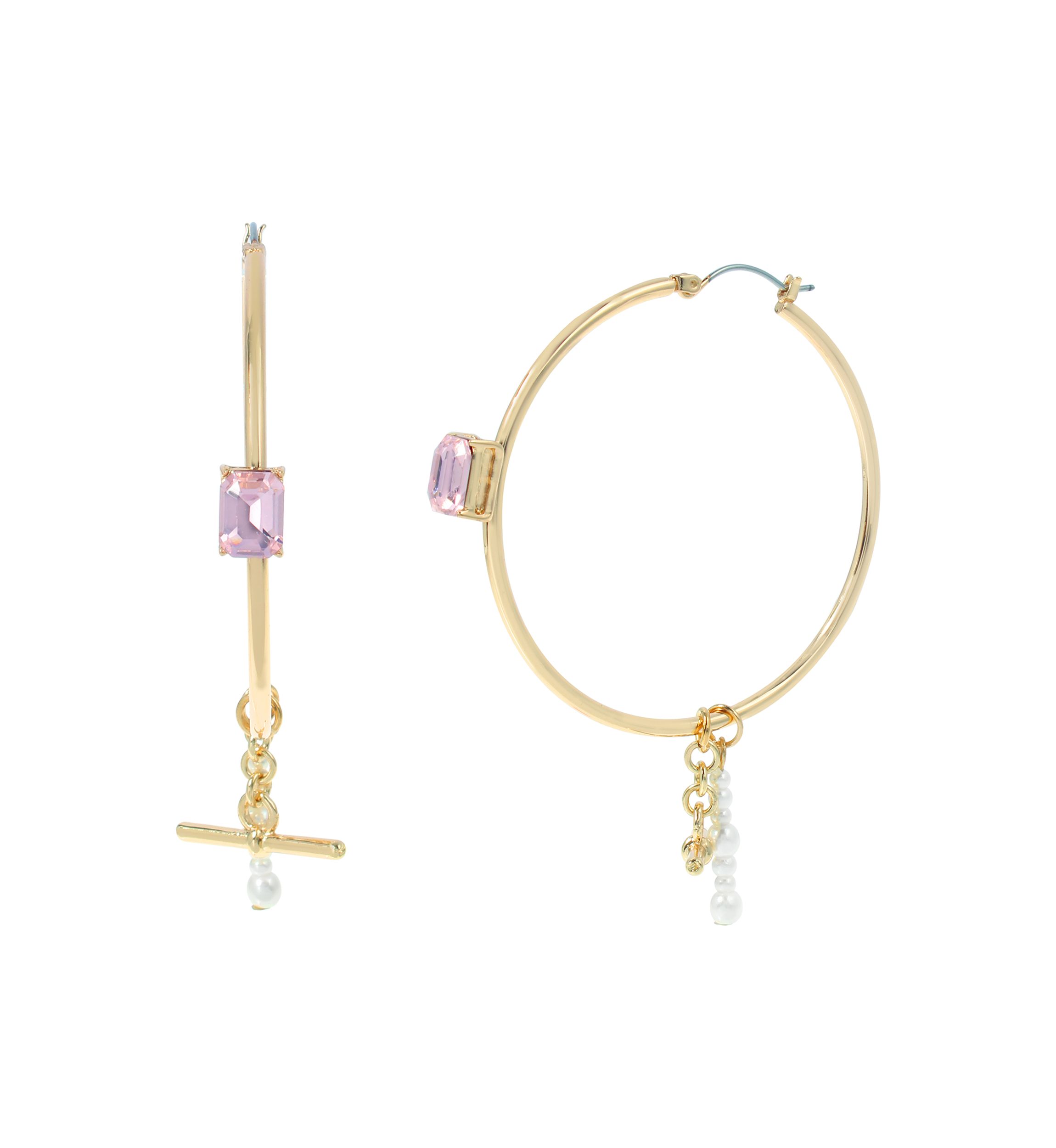 Punk Romance Pearl Gem Hoop Earrings