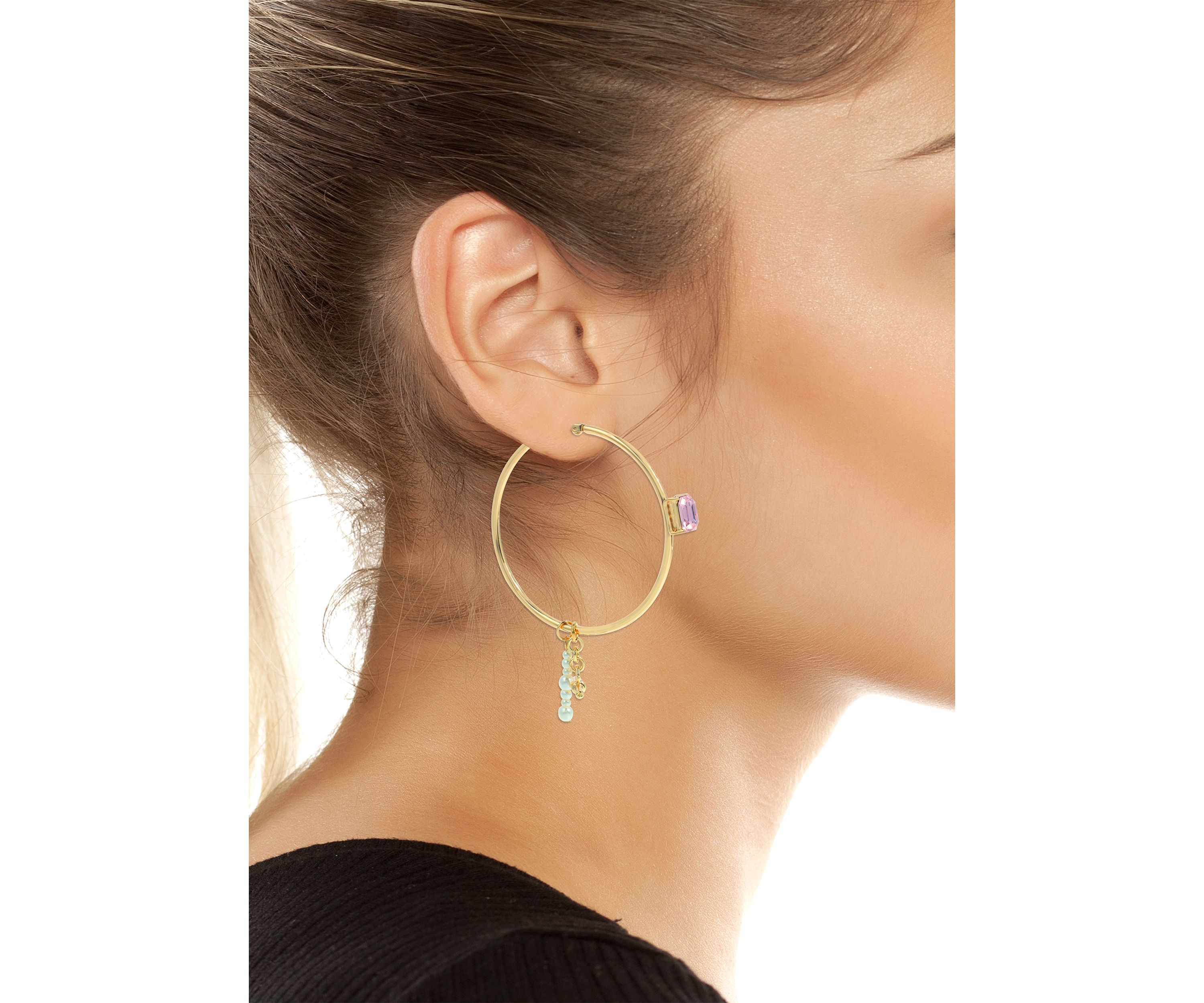 Punk Romance Pearl Gem Hoop Earrings