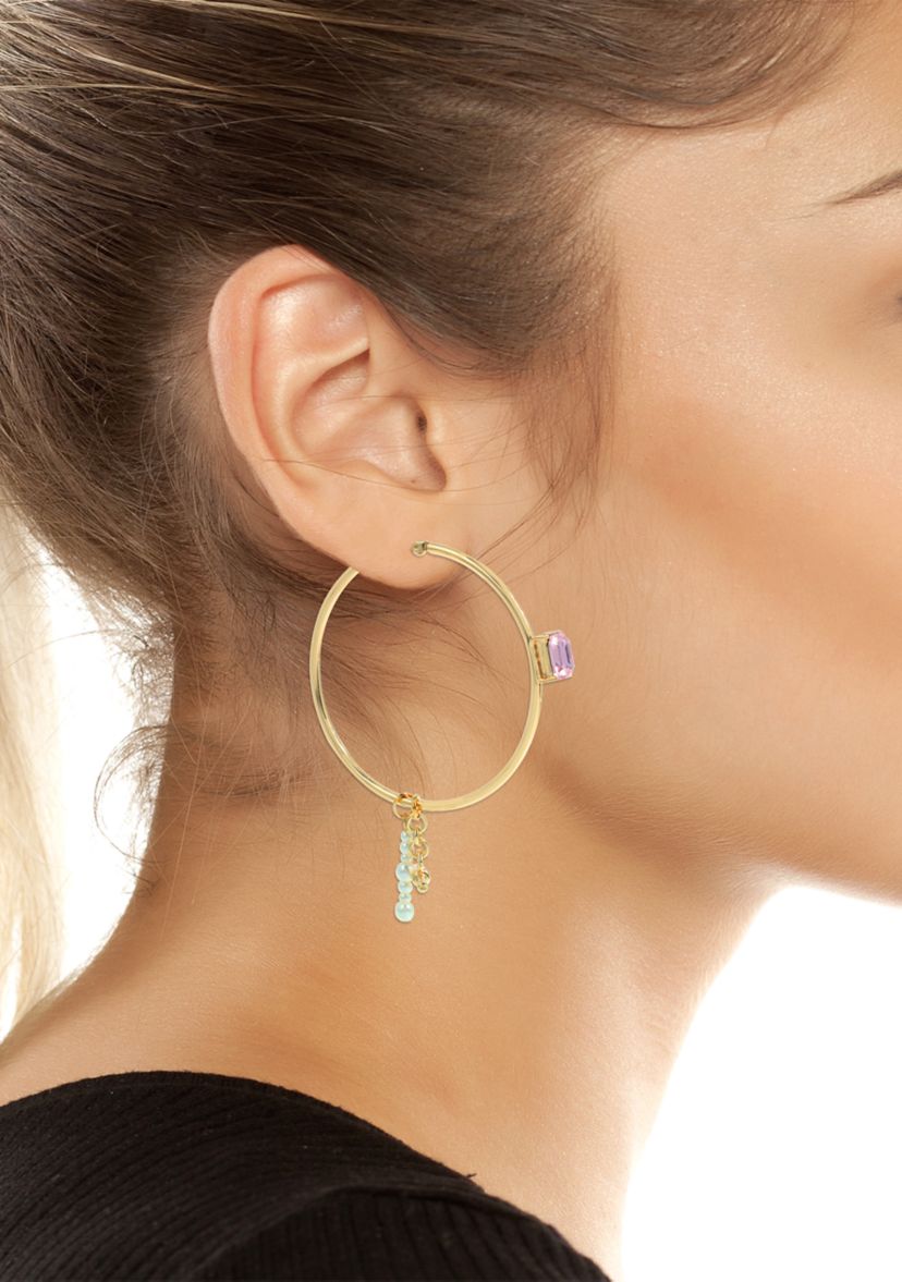Punk Romance Pearl Gem Hoop Earrings