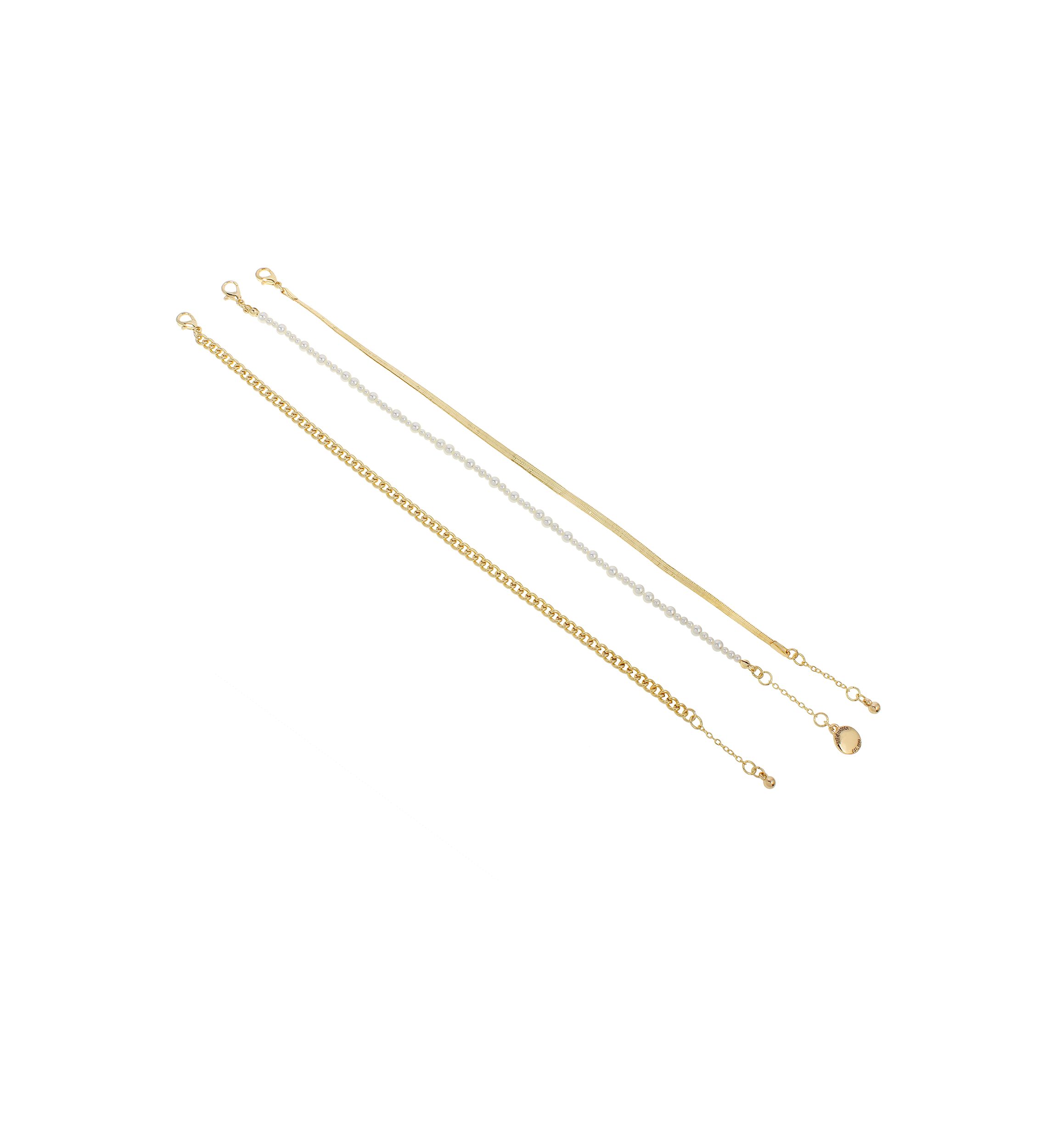 Pearl & Chain Mixed Anklet Set