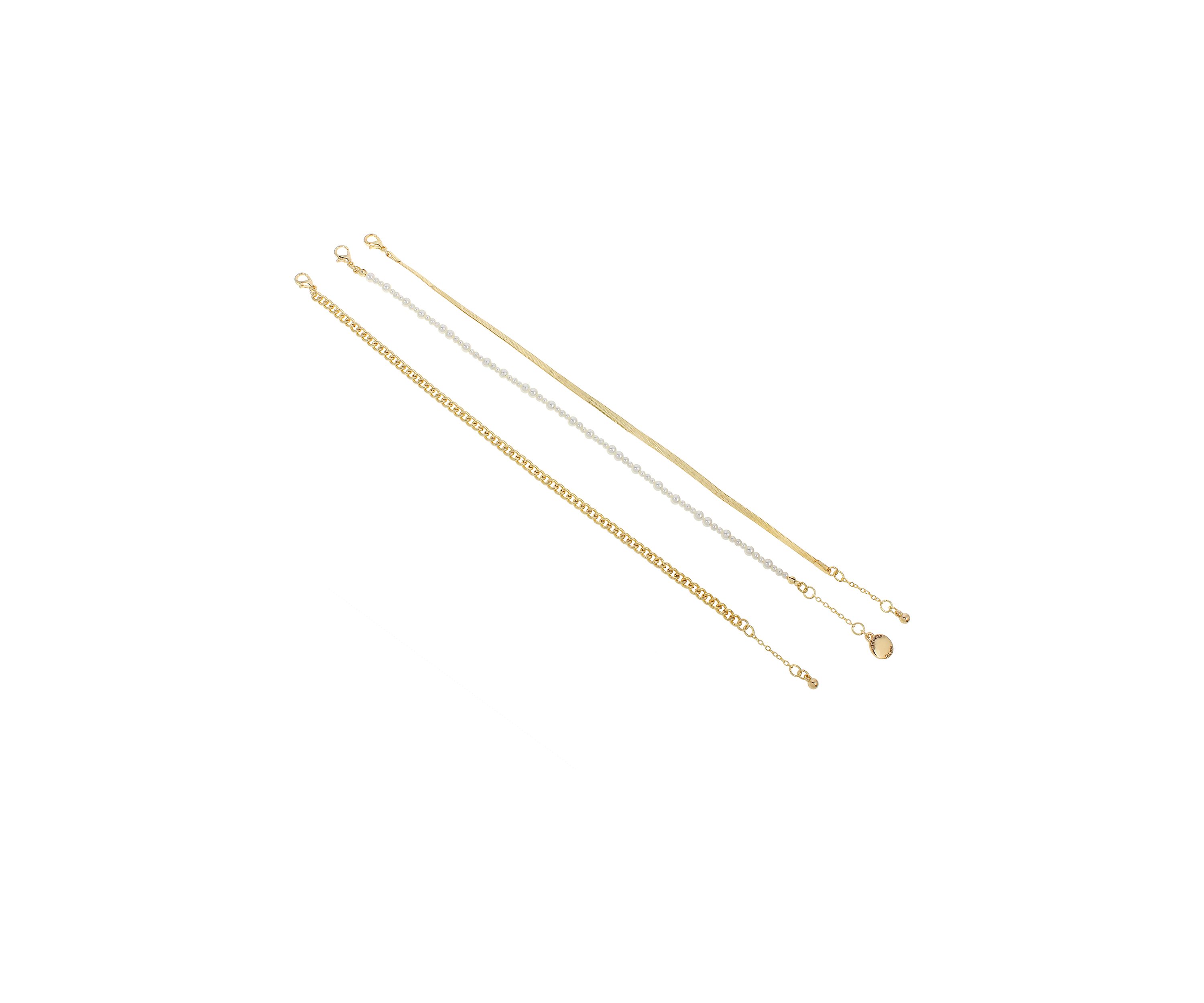 Pearl & Chain Mixed Anklet Set