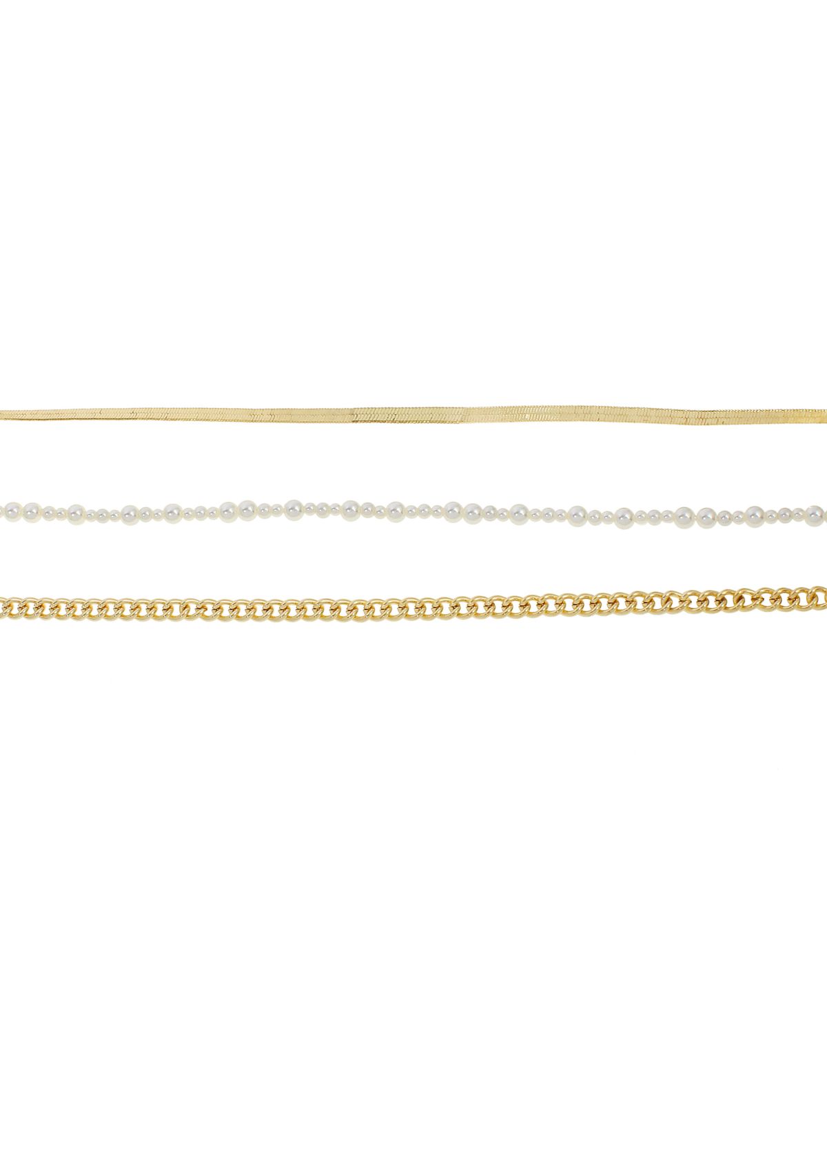 Pearl & Chain Mixed Anklet Set