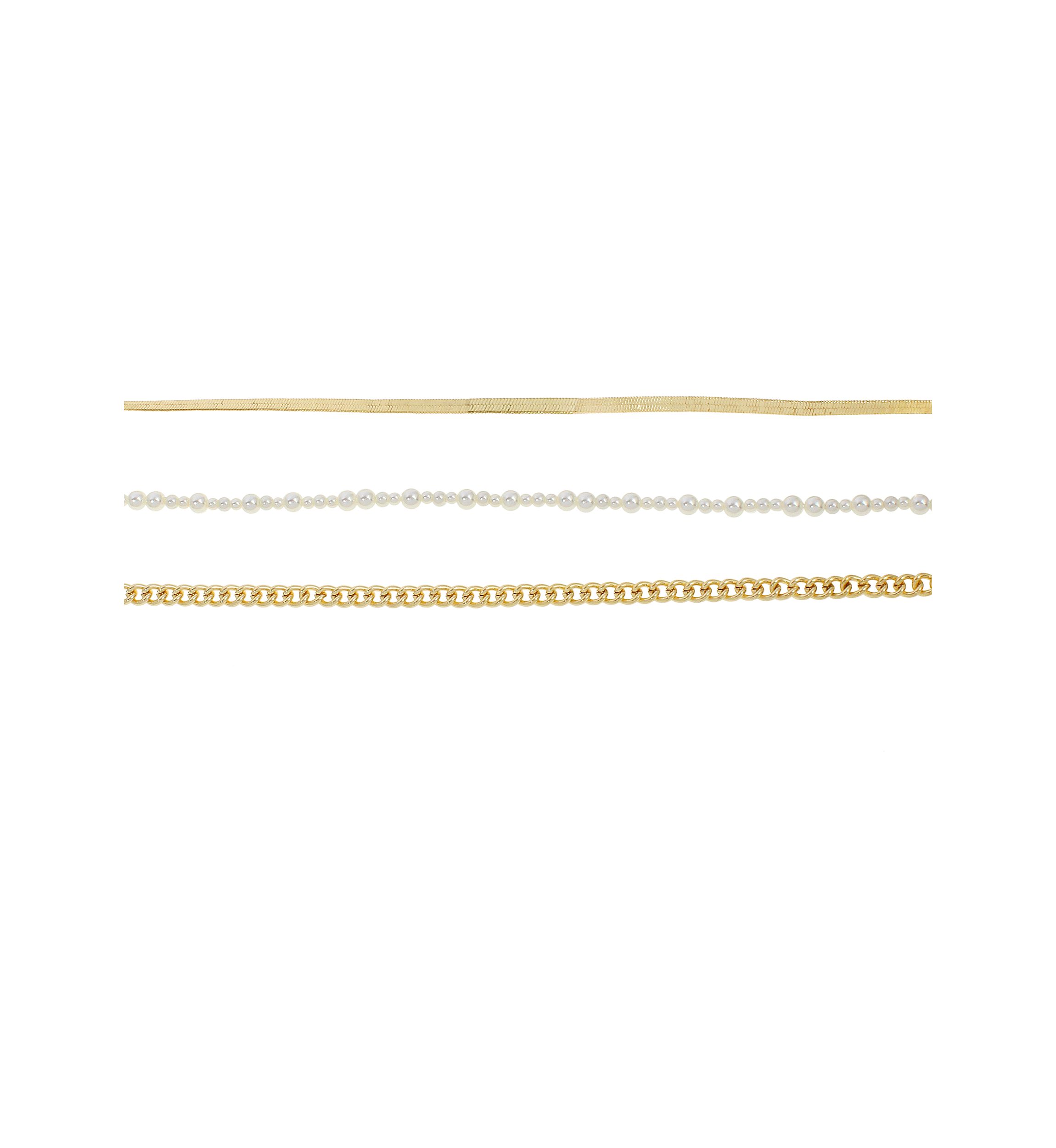 Pearl & Chain Mixed Anklet Set