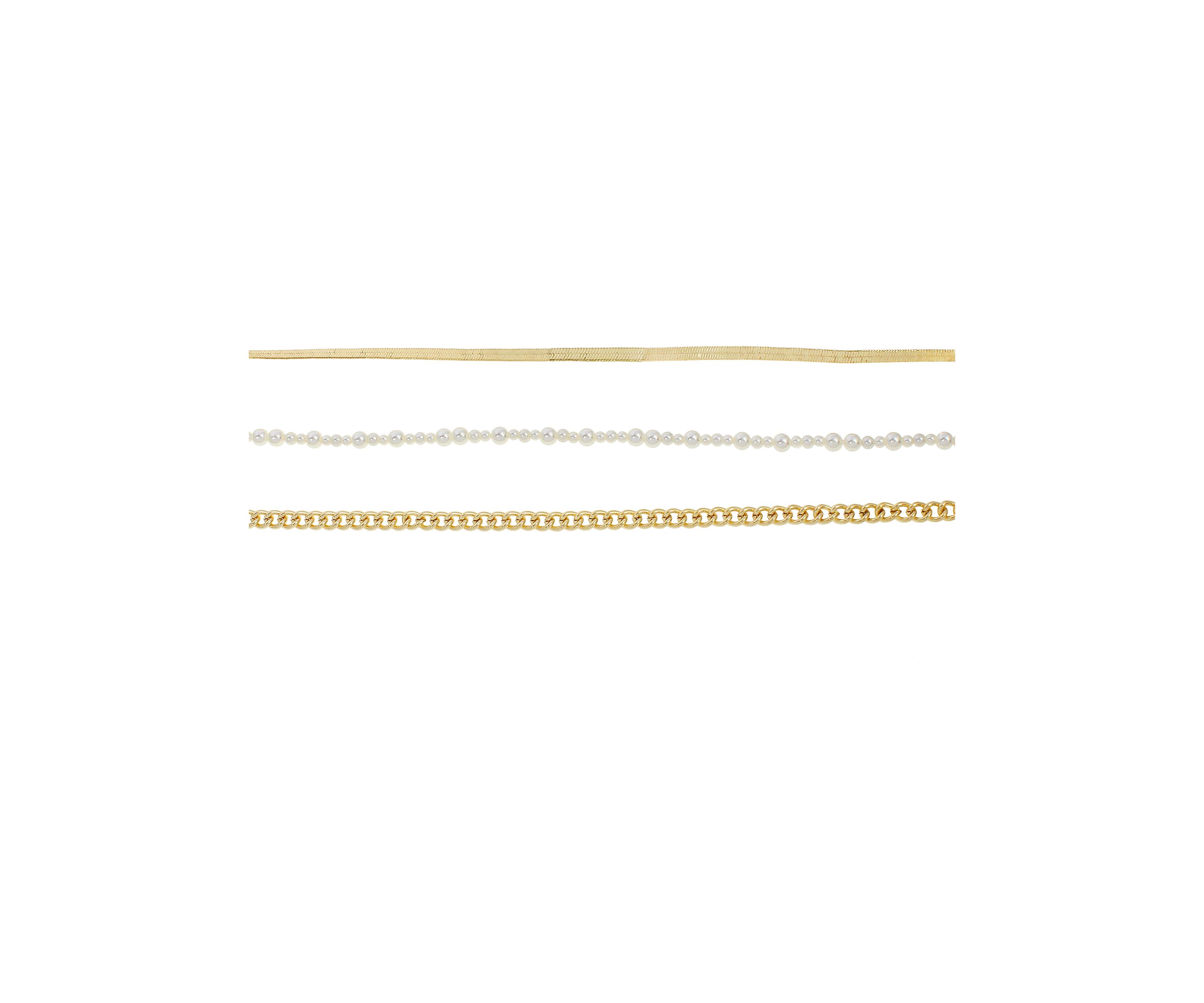 Pearl & Chain Mixed Anklet Set
