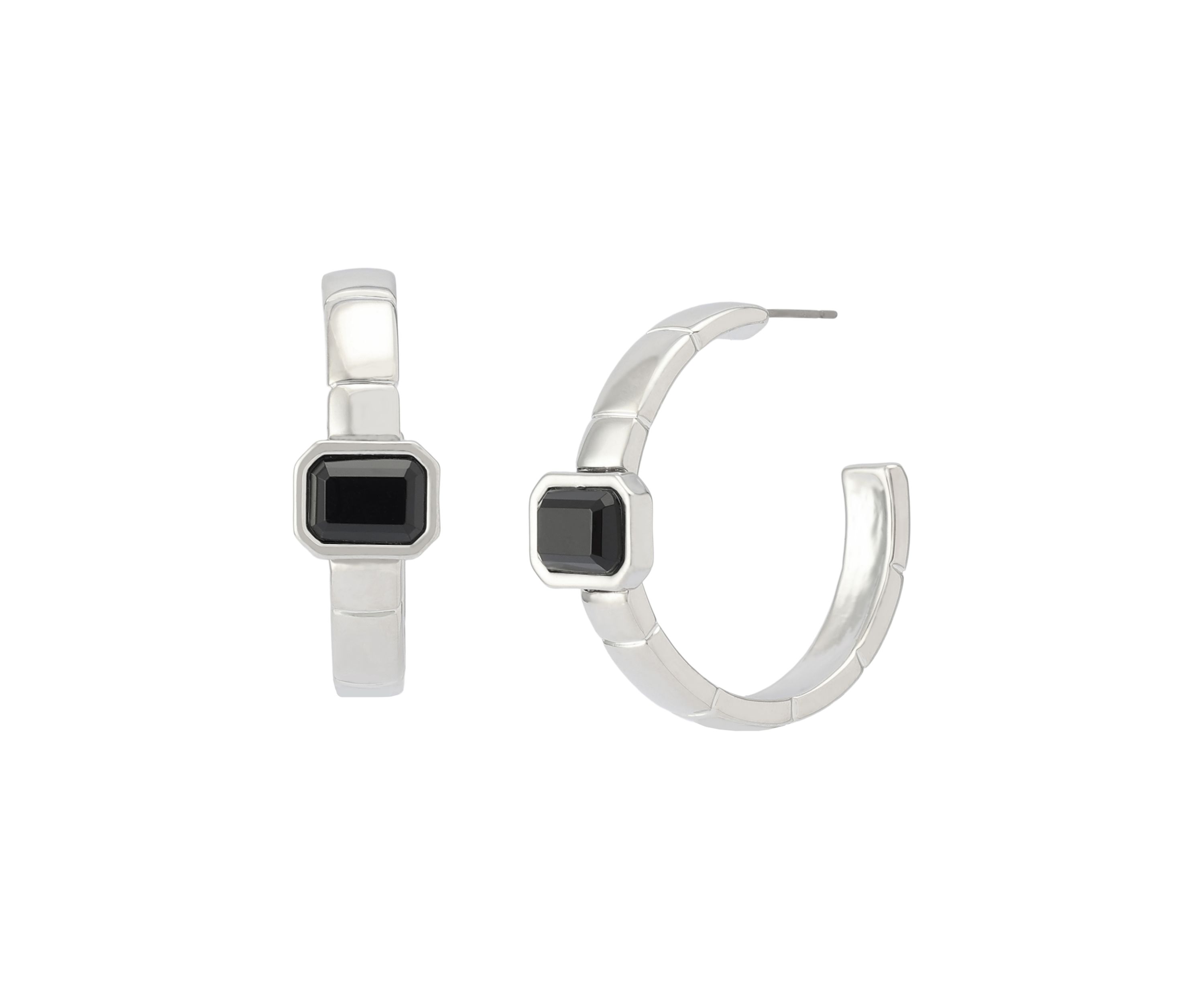 Stone Gem Watch Chain Hoop Earrings