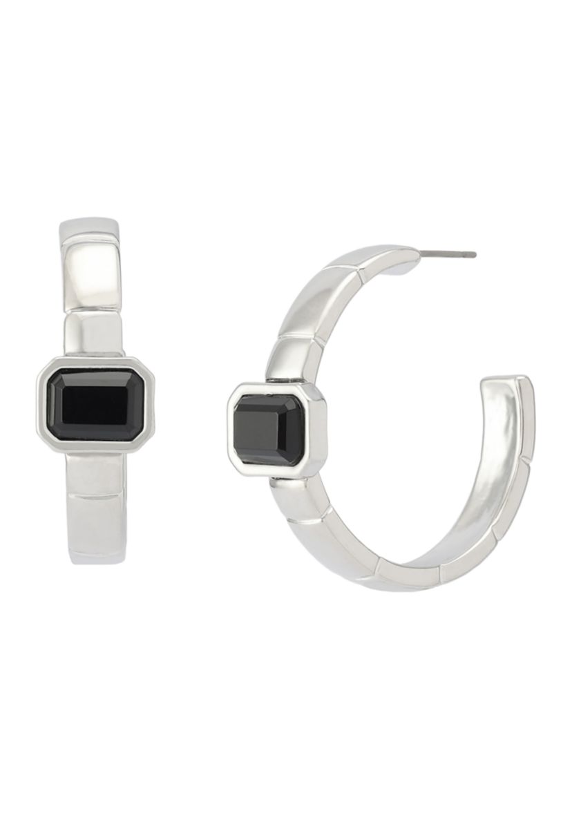 Stone Gem Watch Chain Hoop Earrings