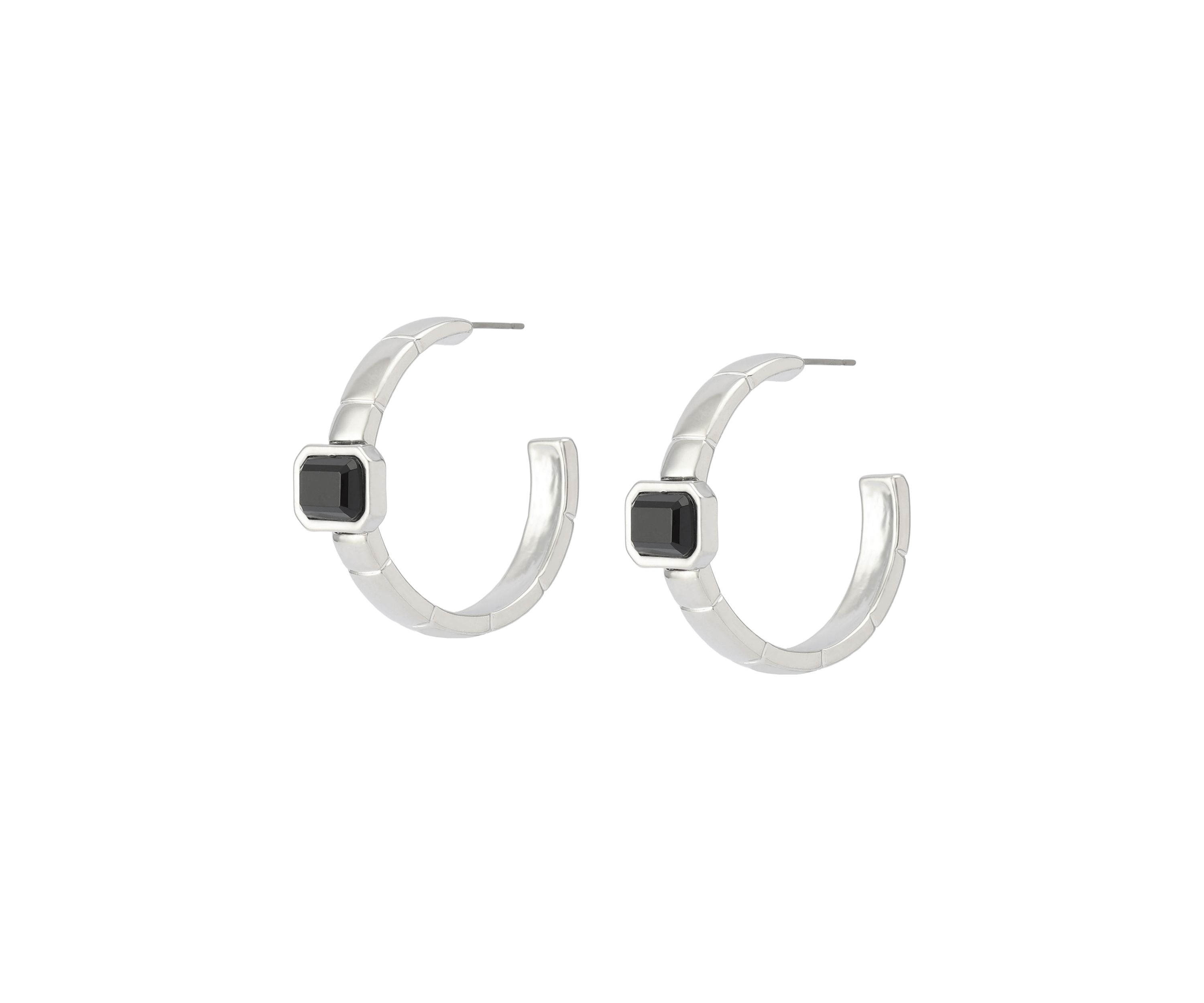 Stone Gem Watch Chain Hoop Earrings