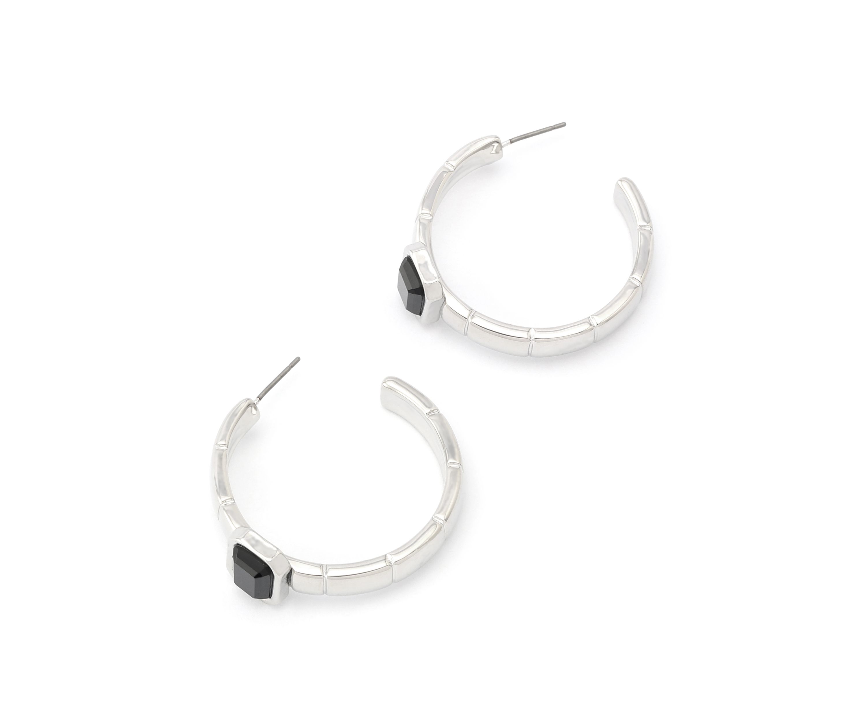 Stone Gem Watch Chain Hoop Earrings