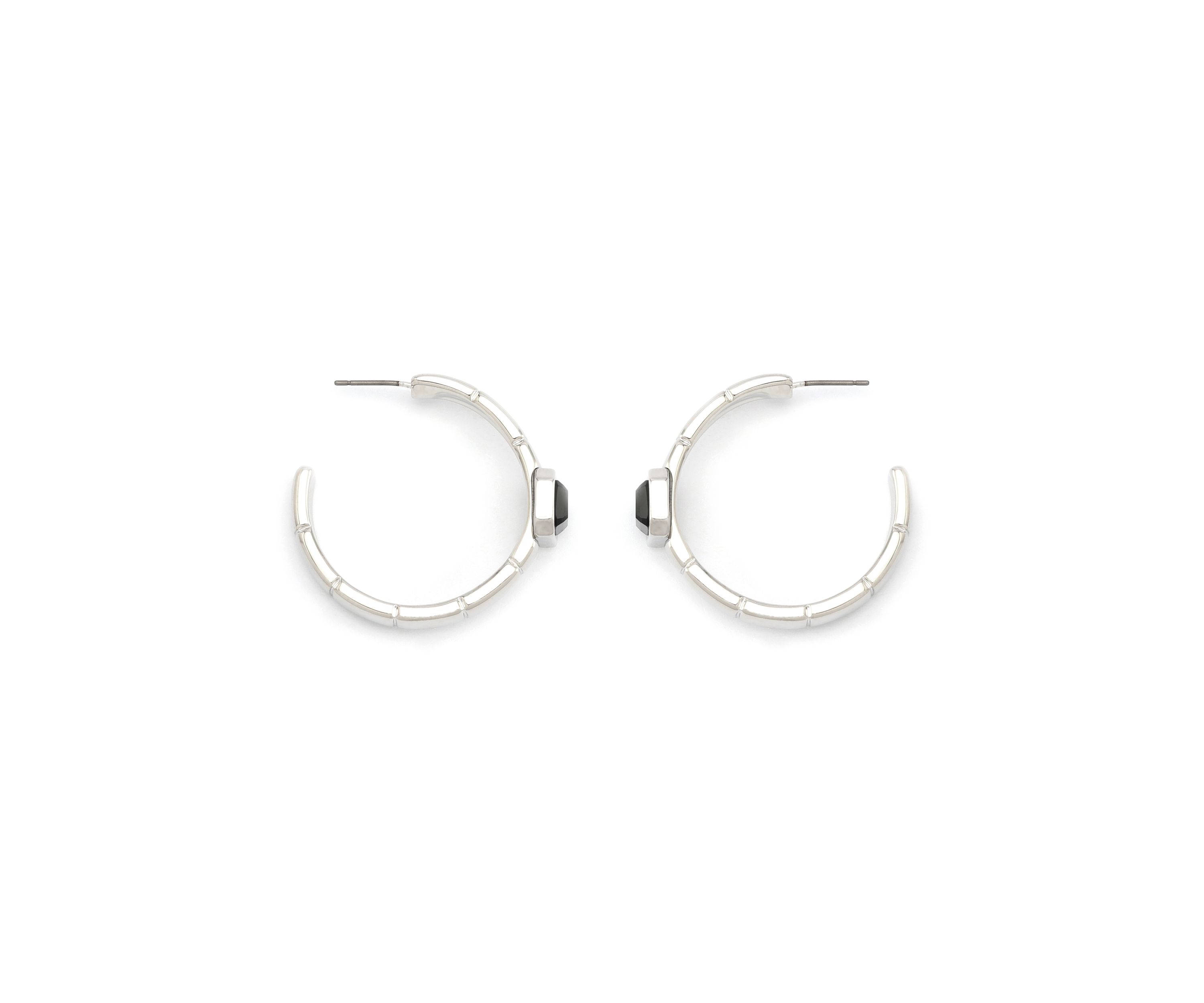 Stone Gem Watch Chain Hoop Earrings